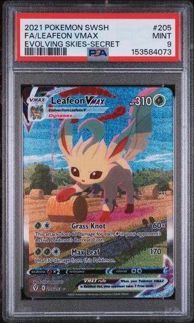2021 Pokemon Evolving Skies Leafeon Vmax 205 PSA 9