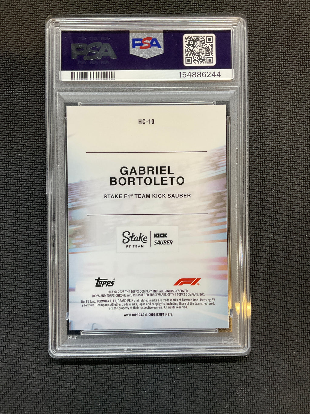 2025 Topps Chrome F1 Gabriel Bortoleto Helmet Collection PSA 8
