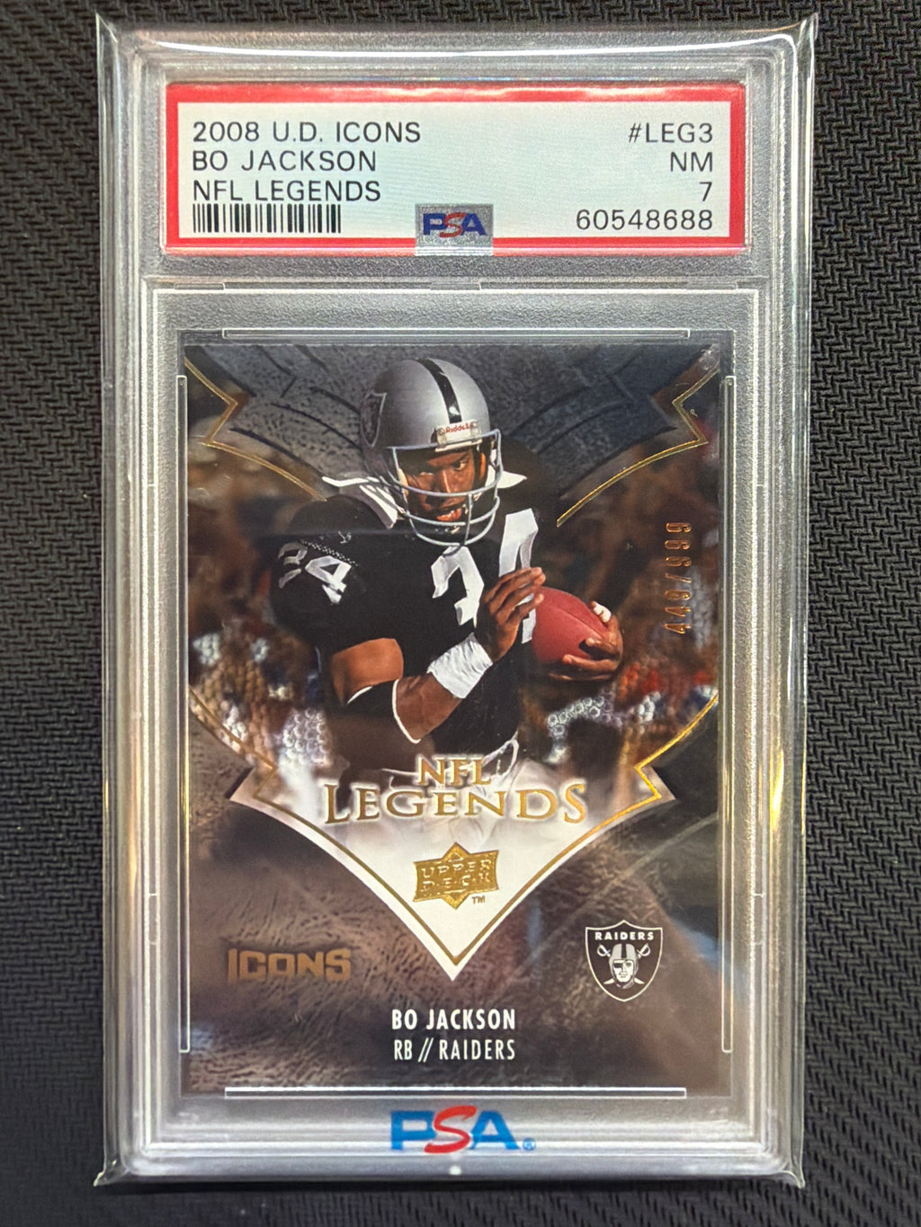 2008 Upper Deck Icons Bo Jackson NFL Legends #LEG3 /999 PSA 7 Raiders