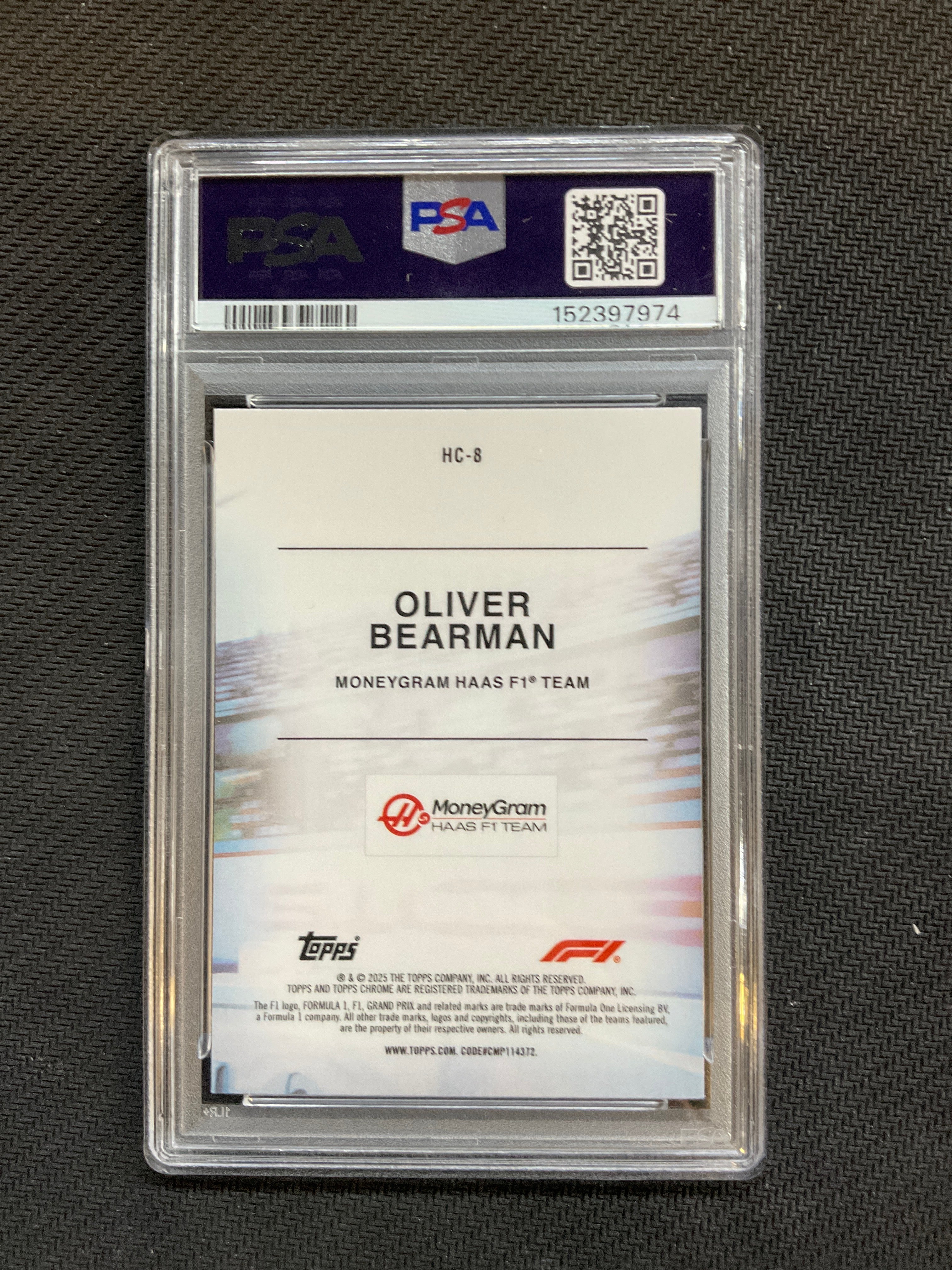 2025 Topps Chrome F1 Oliver Bearman Helmet Collection PSA 9 974