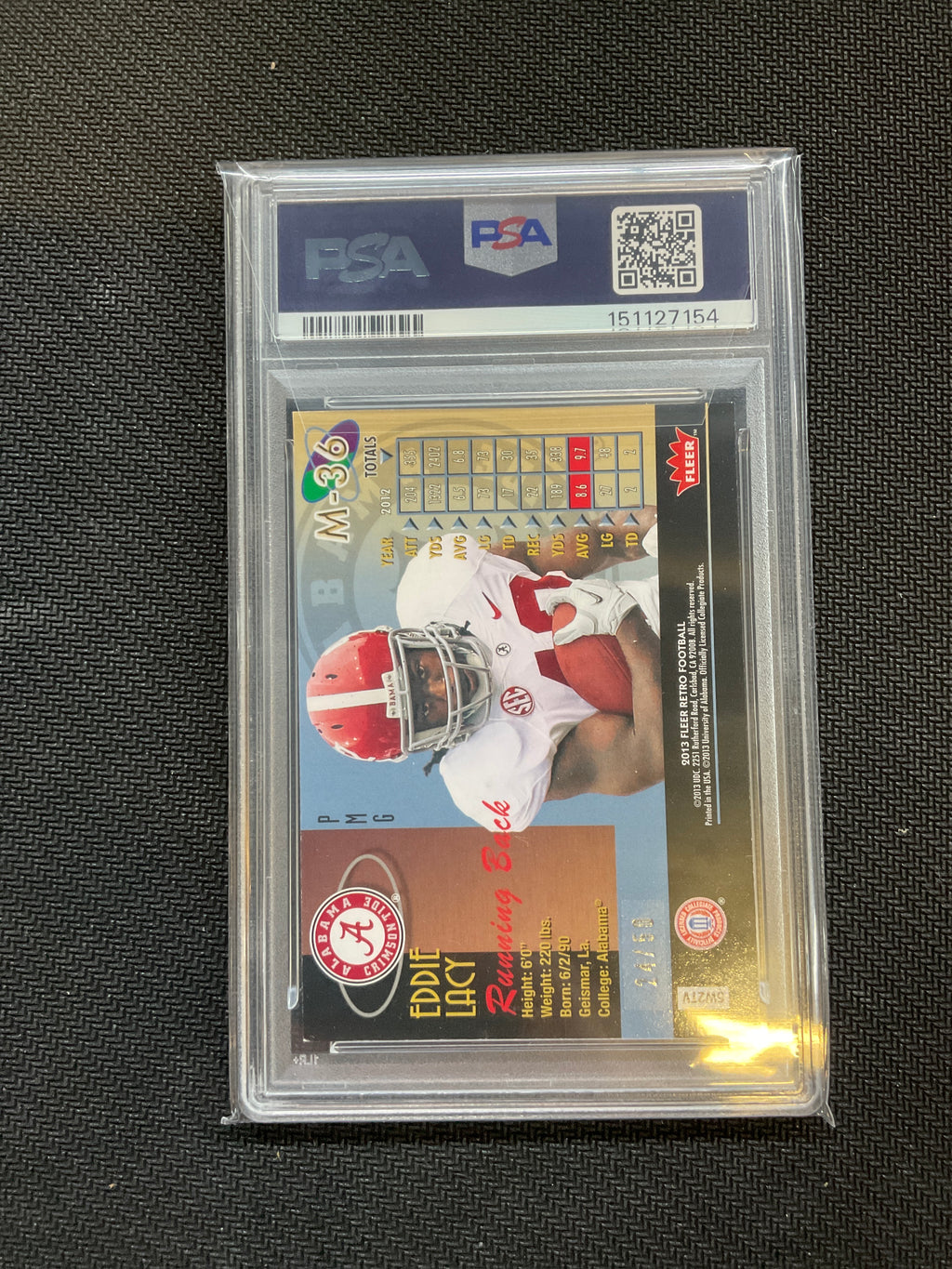 2013 Fleer Retro Eddie Lacy '98 Metal Universe Teal Precious Metal Gems /50 PSA 7 Alabama