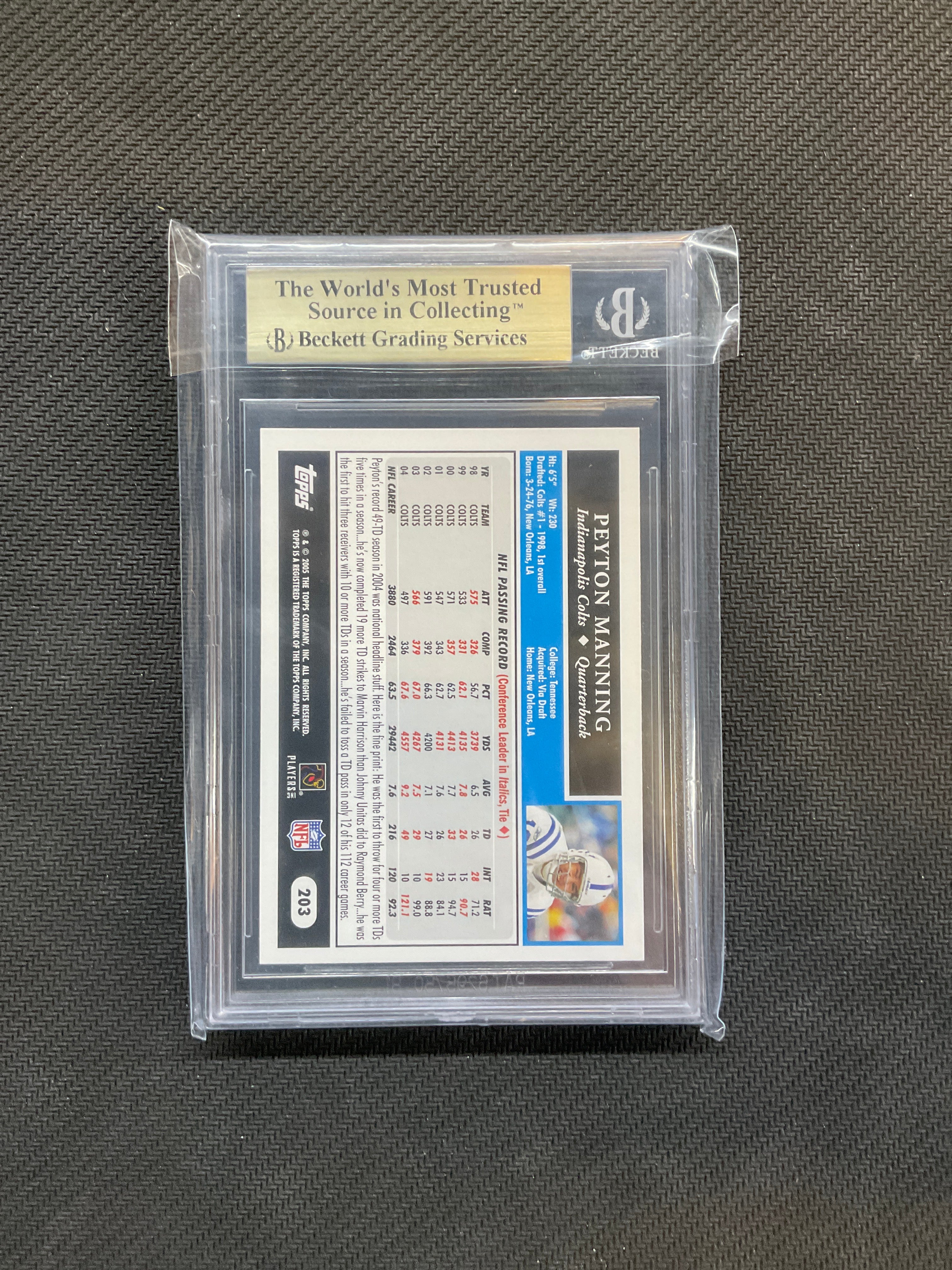2005 Topps Peyton Manning #203 BGS 10 Colts