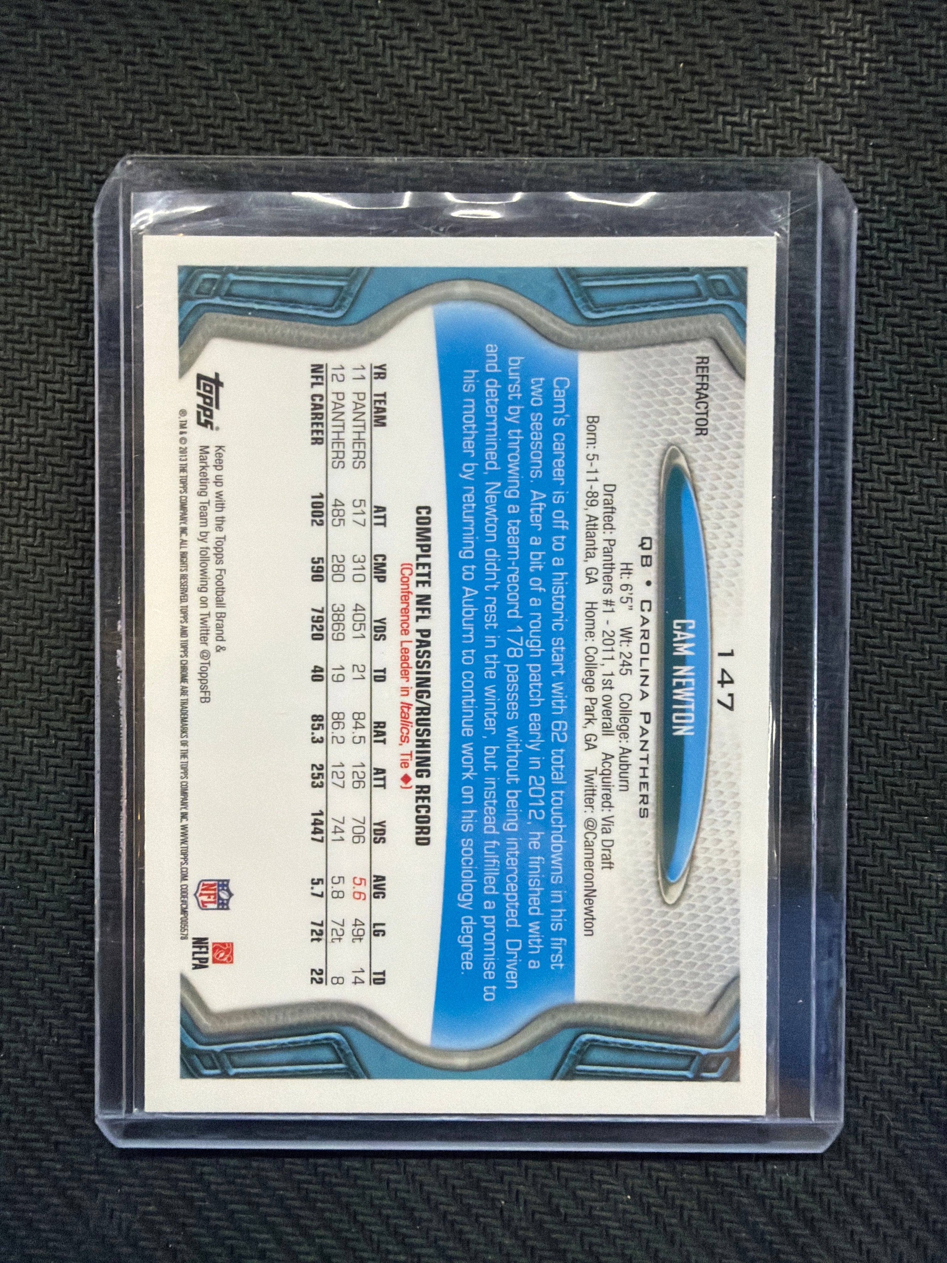 2013 Topps Chrome Cam Newton Orange Auburn
