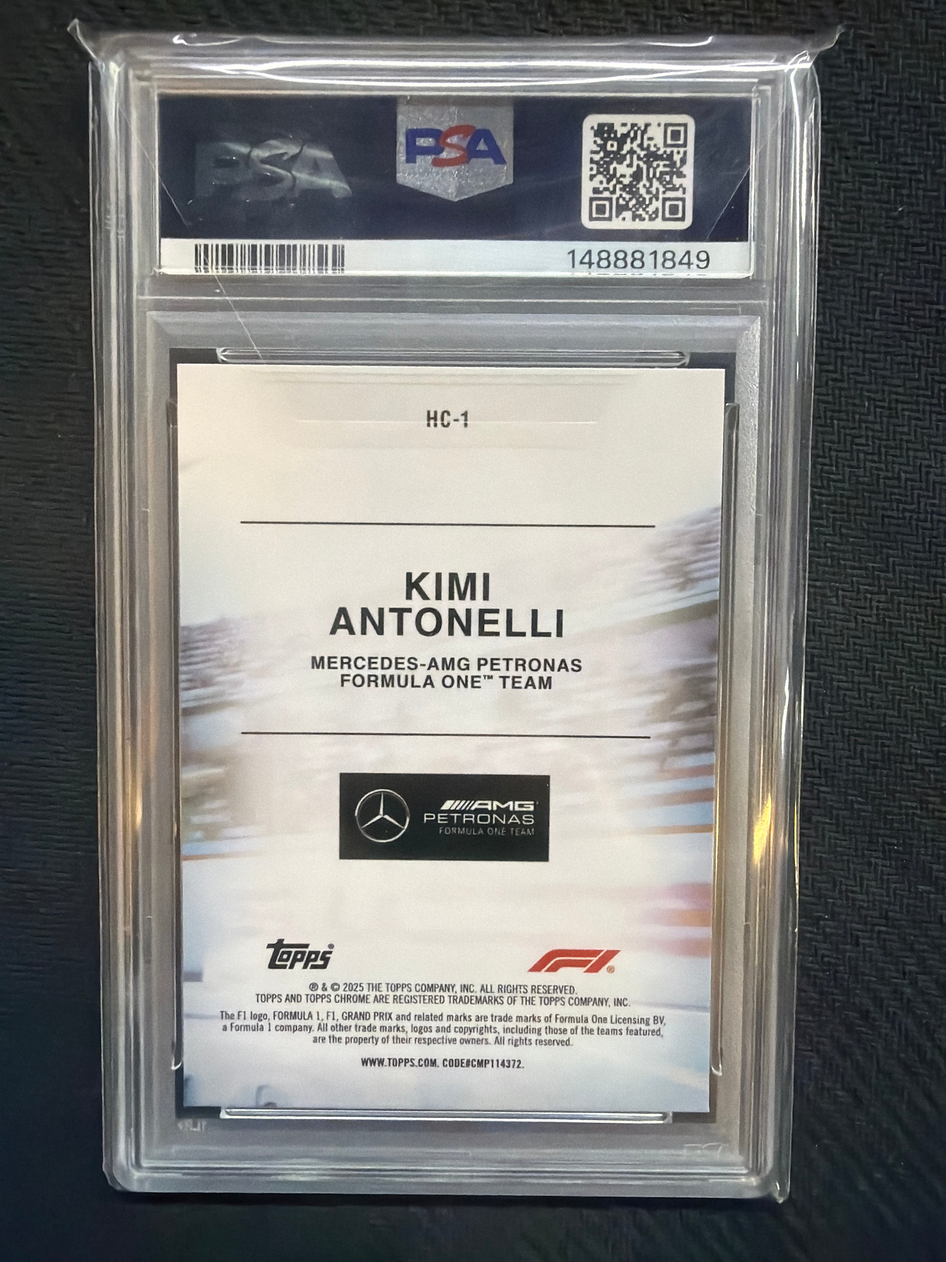 2025 Topps Chrome F1 Kimi Antonelli Helmet Collection Rookie PSA 10 849