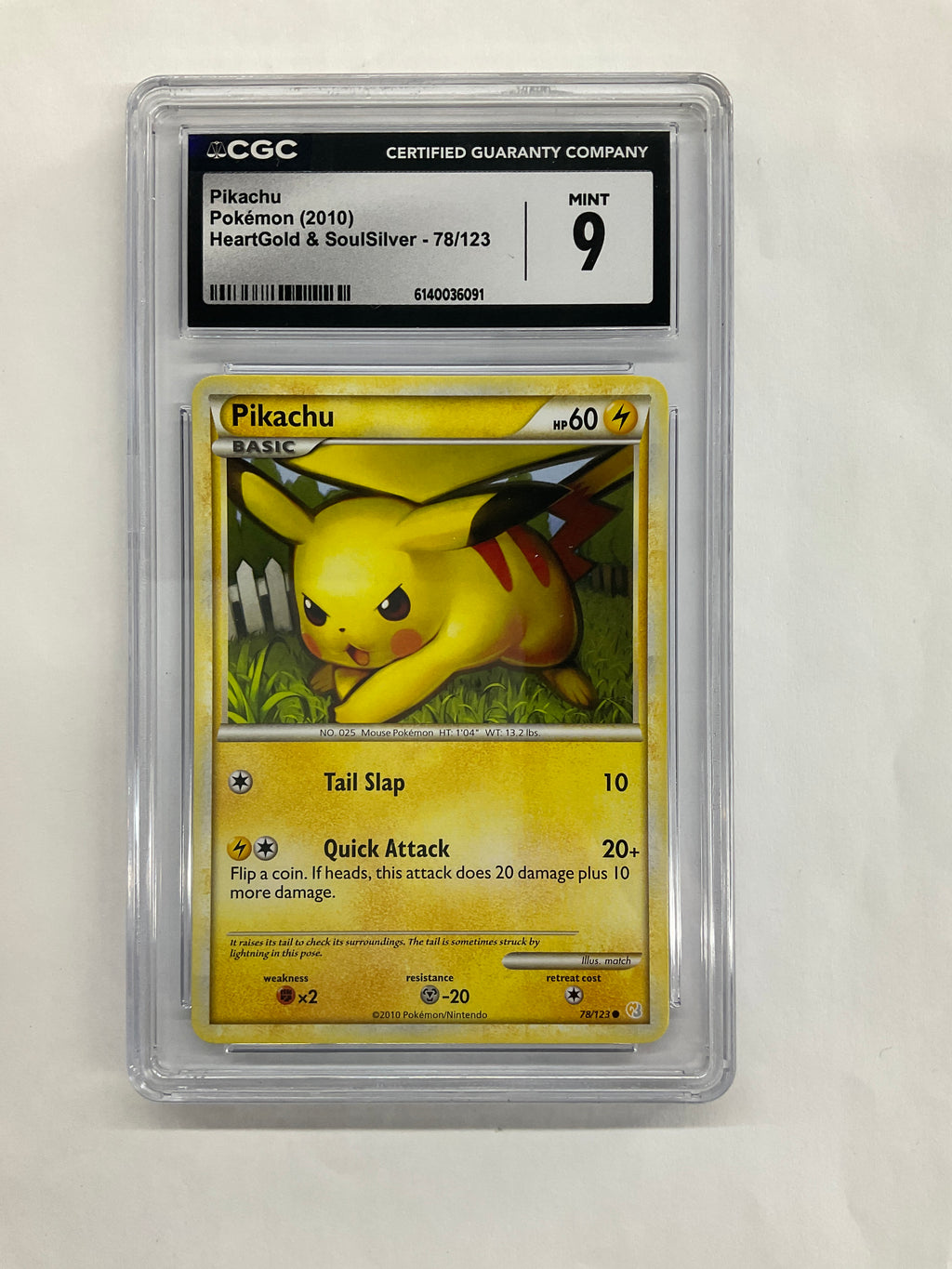 2010 Pokemon Heargold & Soulsilver Pikachu 78 CGC 9