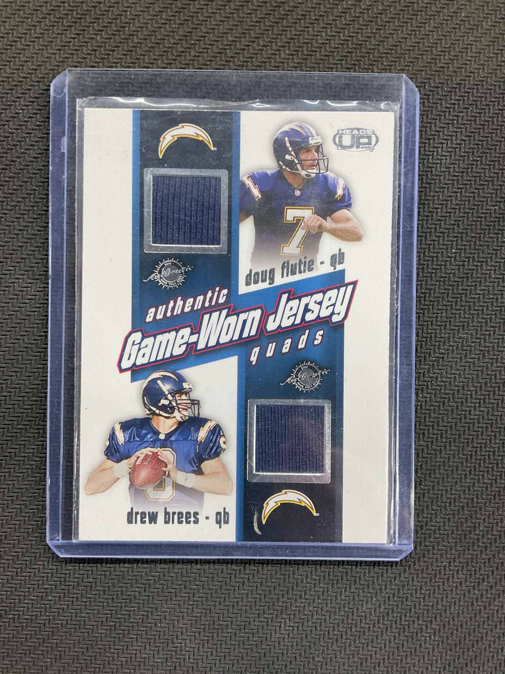 2002 Pacific Authentic Quads Game-Worn Jersey Flutie / Brees / Seau / Tomlinson Chargers