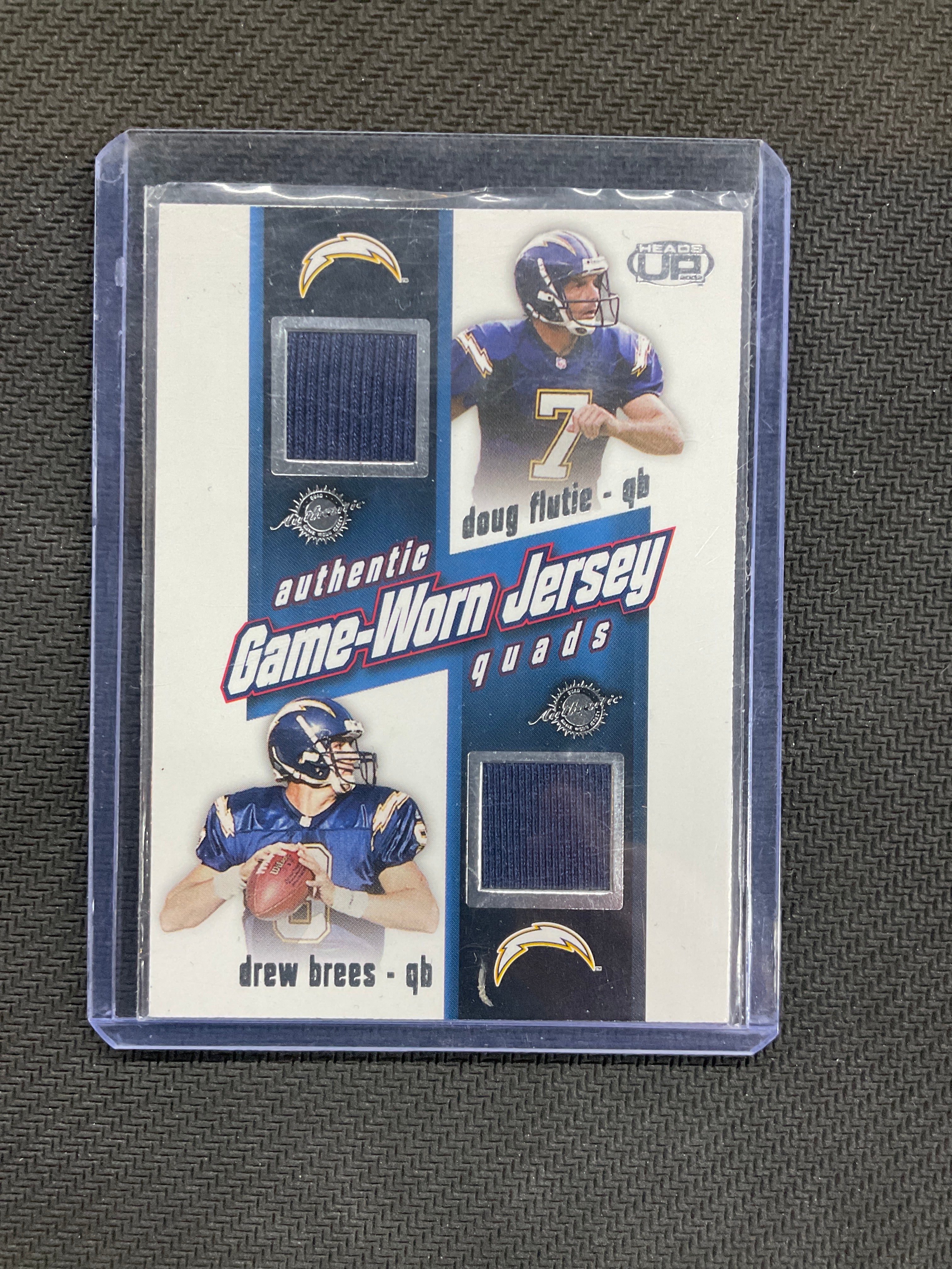 2002 Pacific Authentic Quads Game-Worn Jersey Flutie / Brees / Seau / Tomlinson Chargers