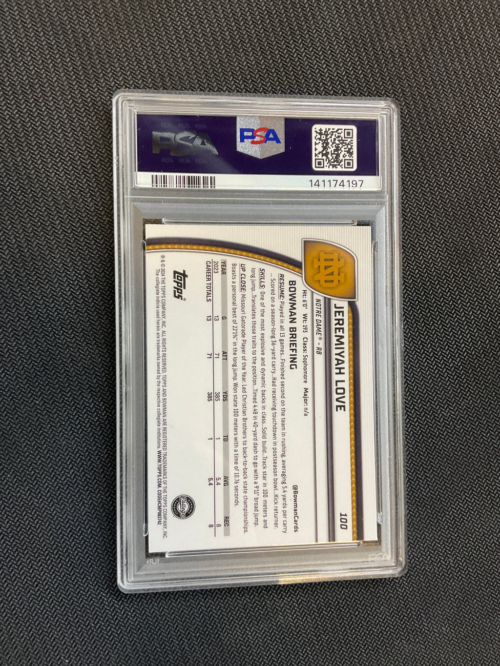 2024 Bowman U Chrome Jermiyah Love Rookie PSA 10 Notre Dame
