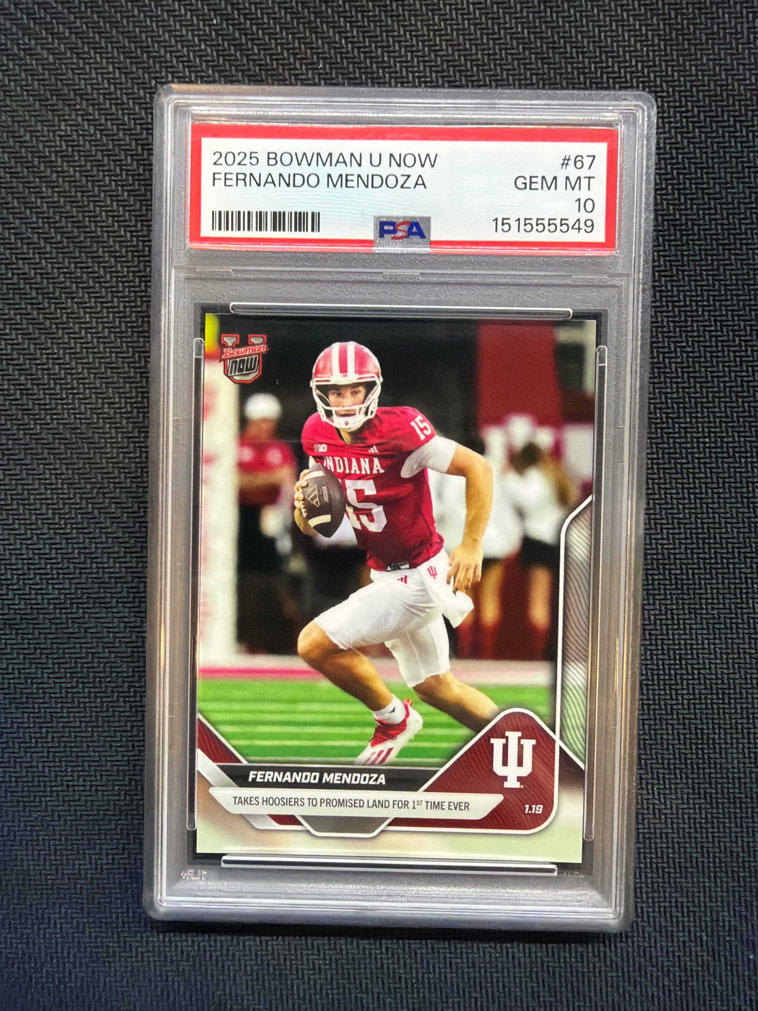 2025 Bowman U Now Fernando Mendoza Rookie #67 PSA 10 Indiana 549