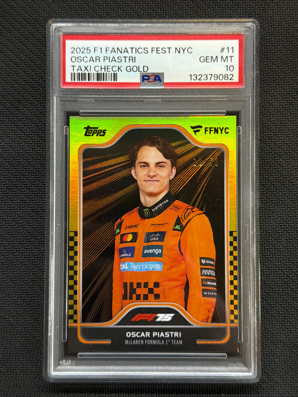 2025 Topps F1 Fanatics Fest NYC Oscar Piastri Taxi Check /50 PSA 10