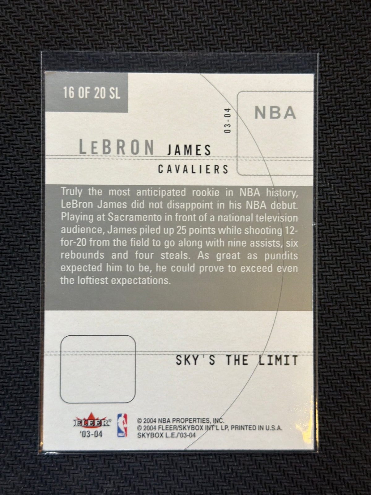 2003-04 Skybox Limited Edition Lebron James Rookie Sky's the Limit Cavaliers