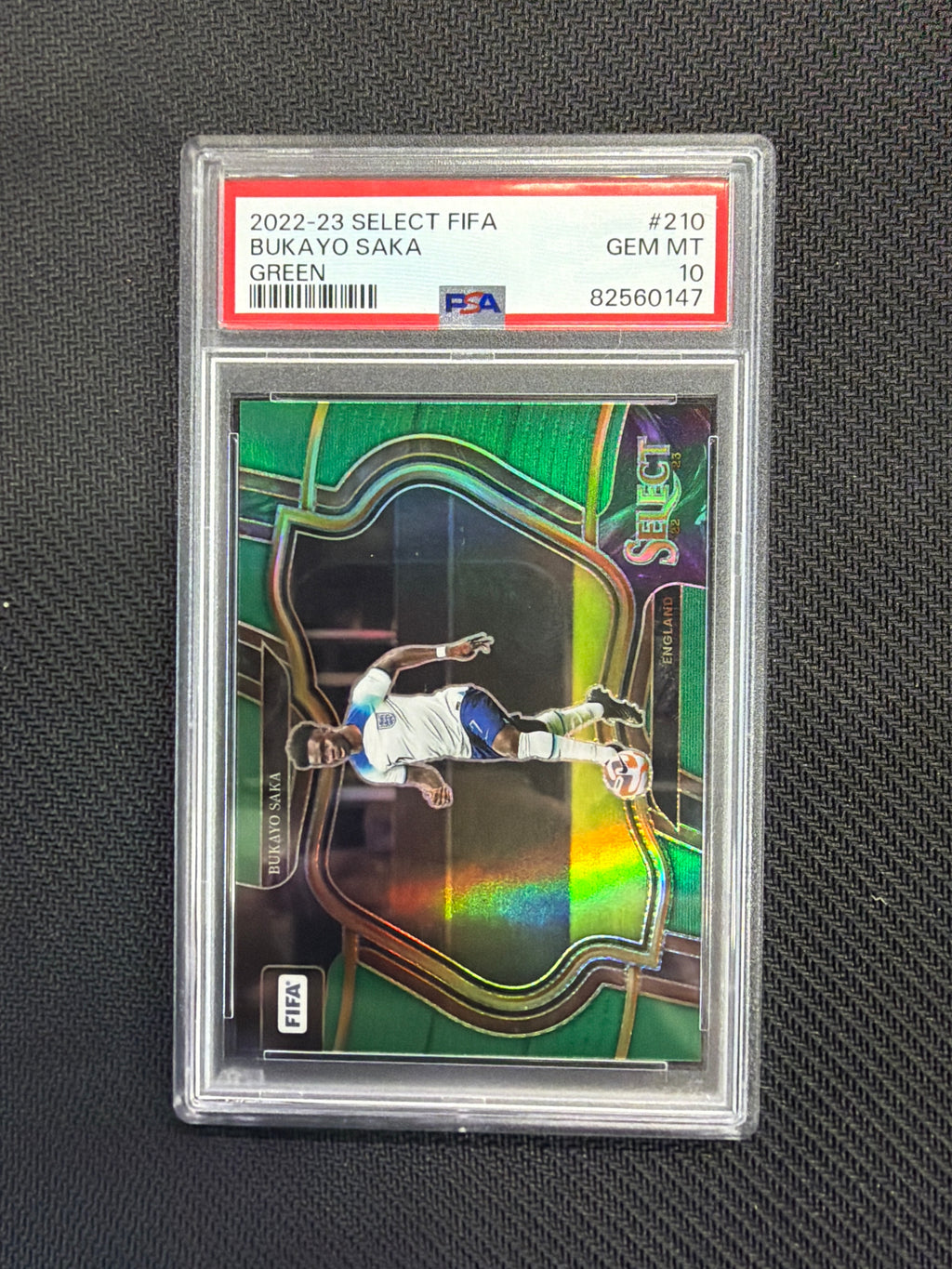 2022-23 Panini Select FIFA Bukayo Saka Green /5 PSA 10 Field LEvel
