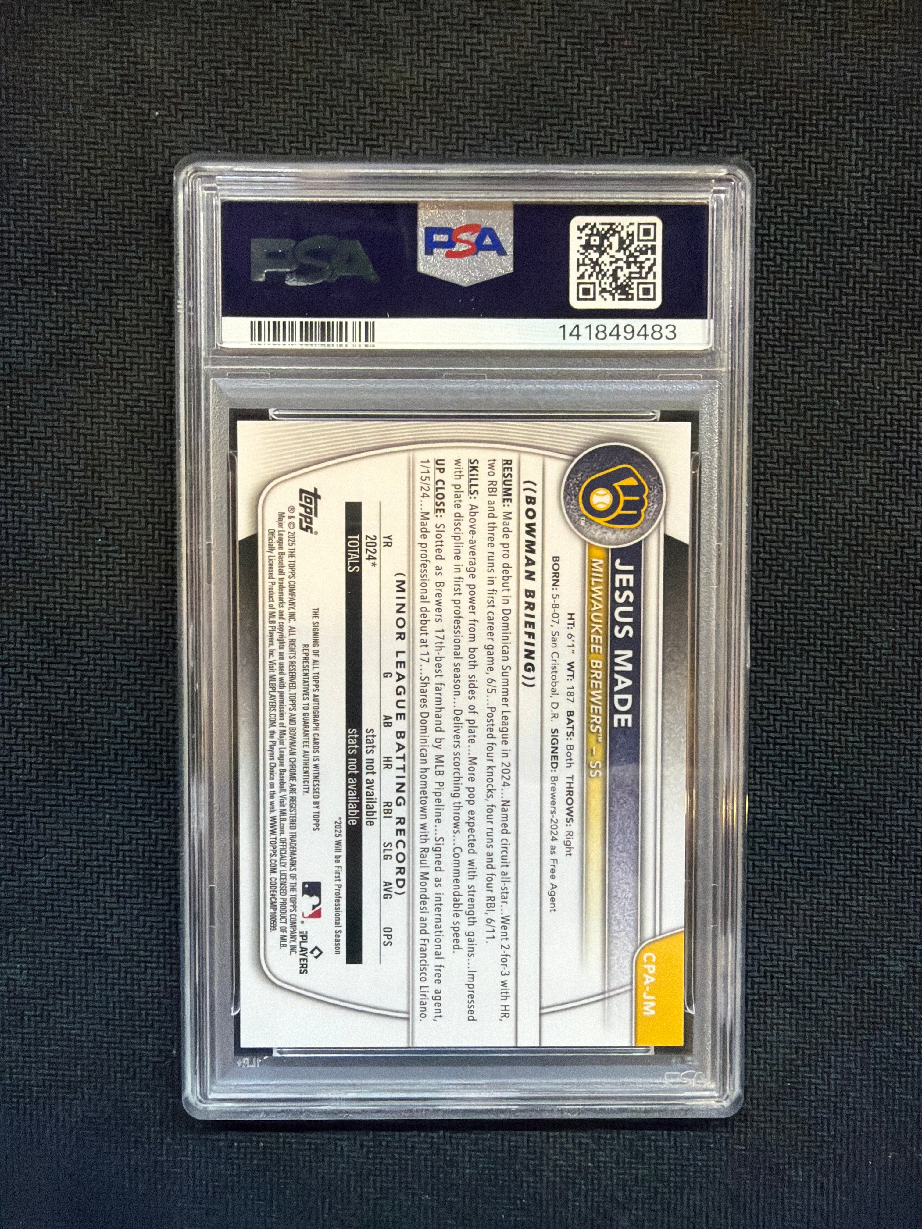 2025 Bowman Jesus Made Auto Rookie PSA 9