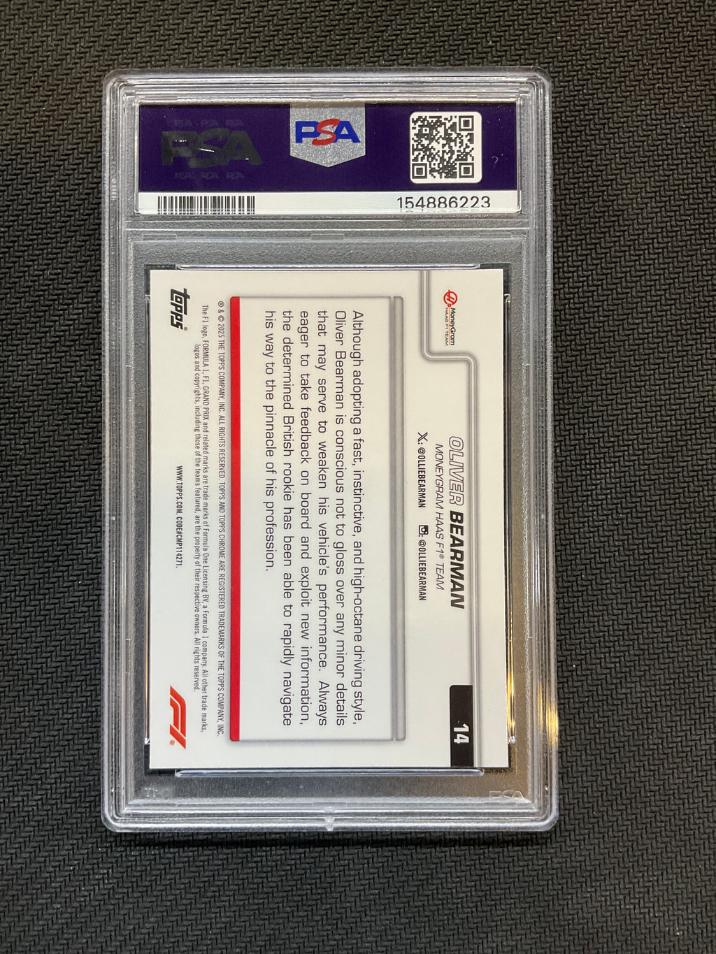2025 Topps Chrome F1 Oliver Bearman PSA 8
