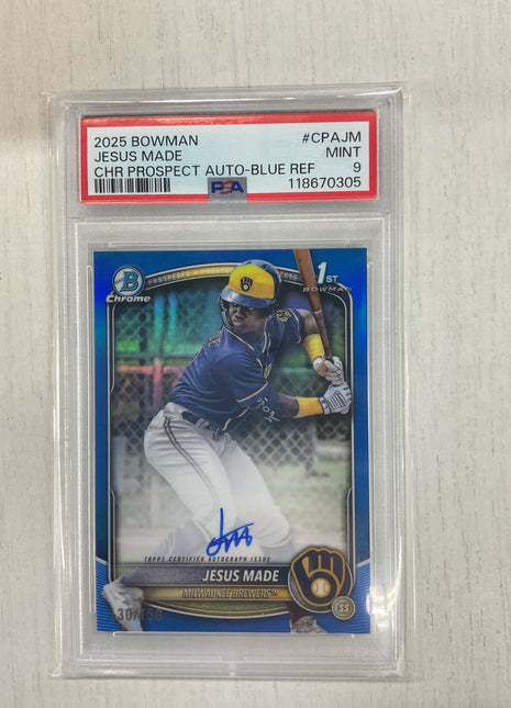 2025 Bowman Jesus Made Blue 1st Auto /150 PSA 9