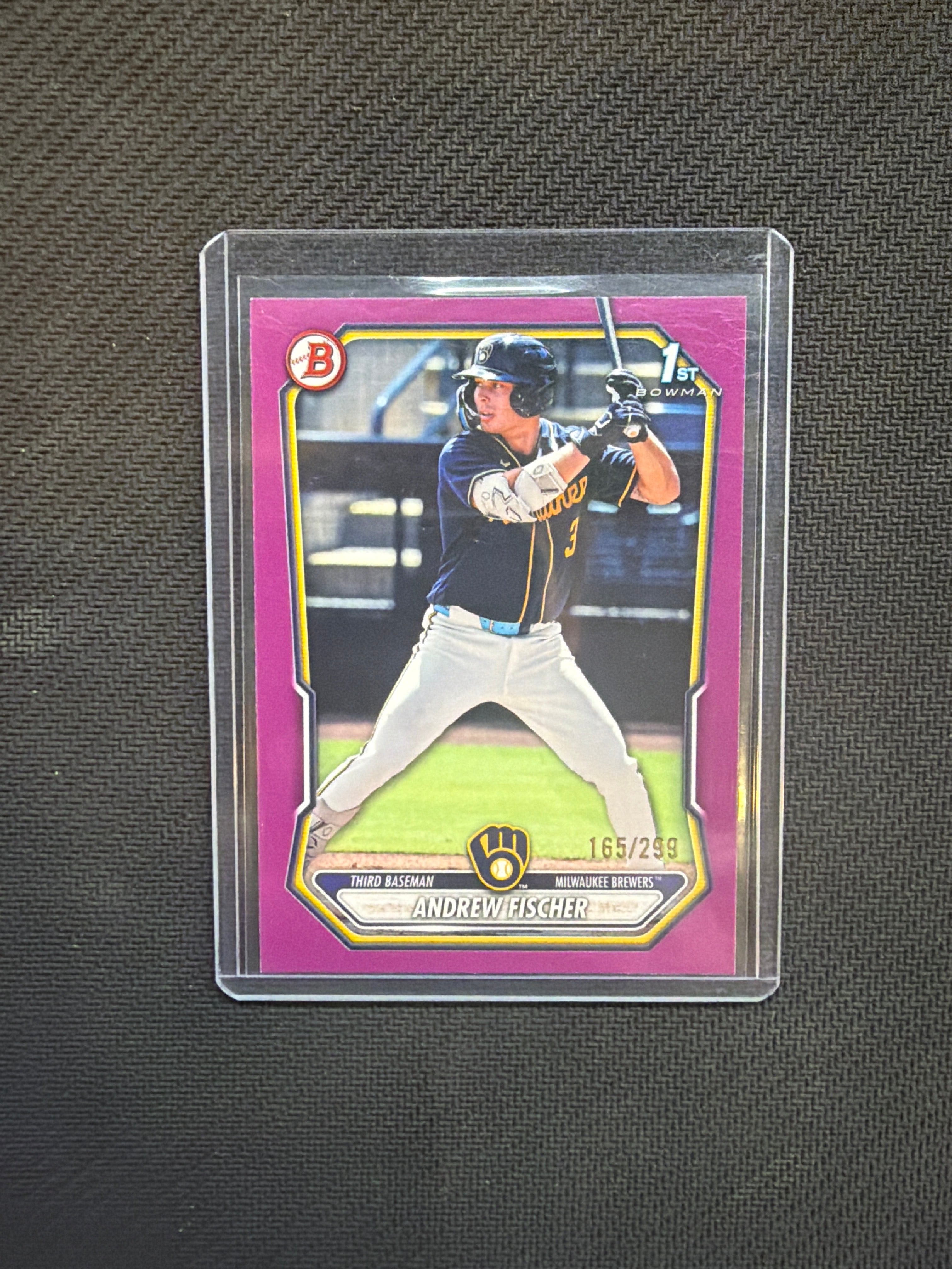 2026 Bowman Andrew Fischer Fuchsia Border 1st Prospect /299 Brewers