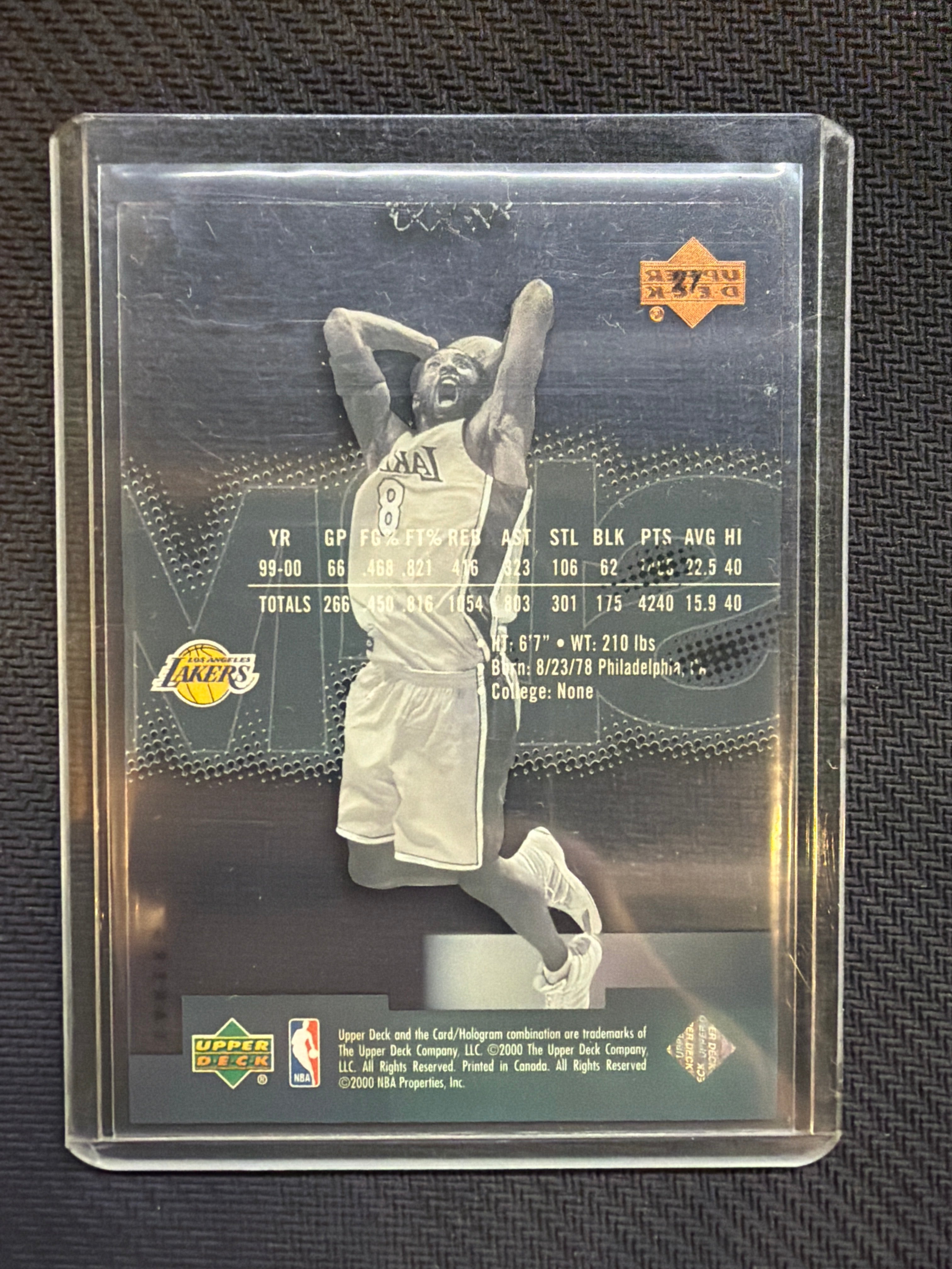 2000 Upper Deck Slam Kobe Bryant #27 Lakers