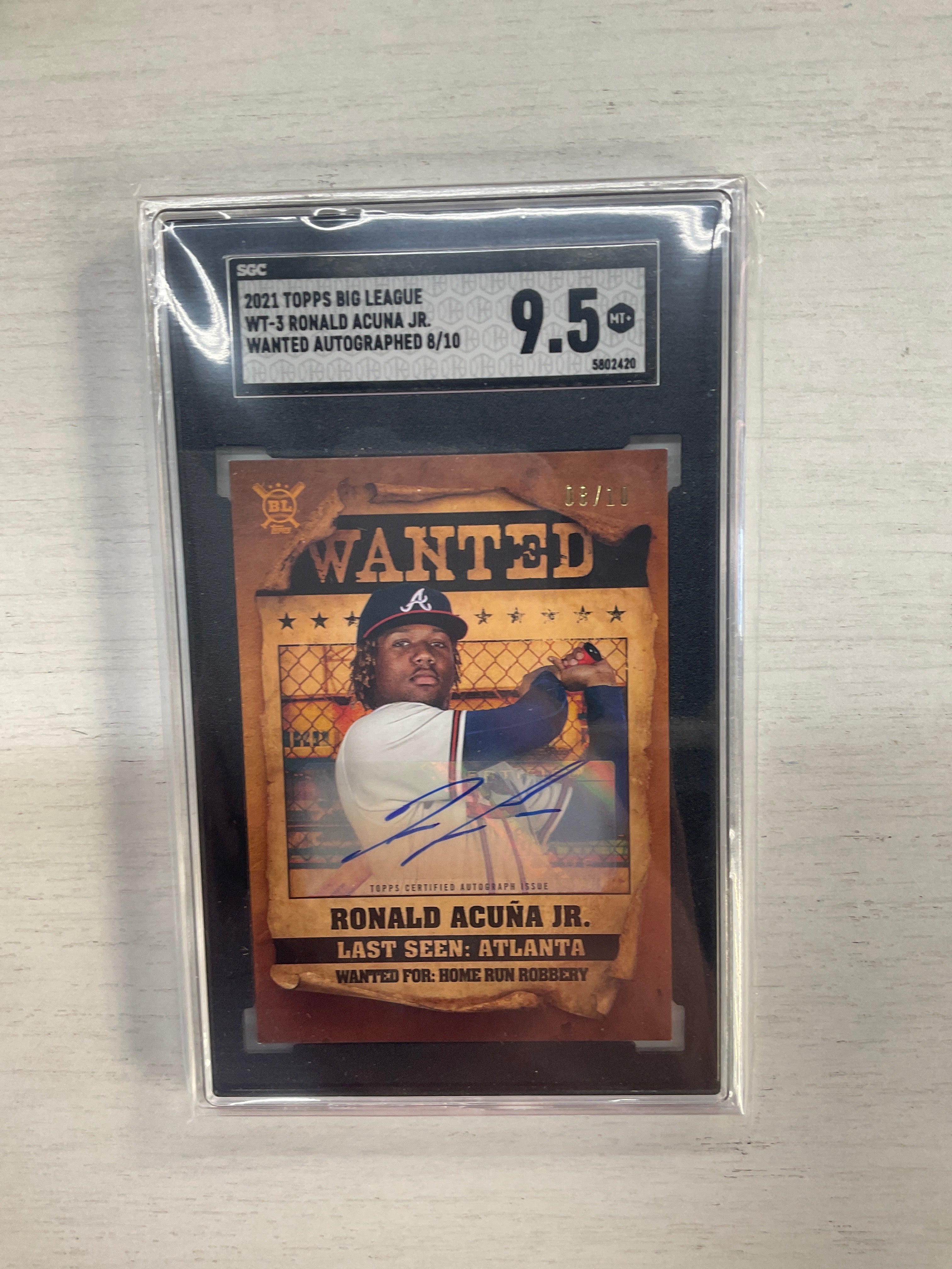 2021 Topps Big LEague Ronald Acuna Jr. Wanted Auto /10 SGC 9.5