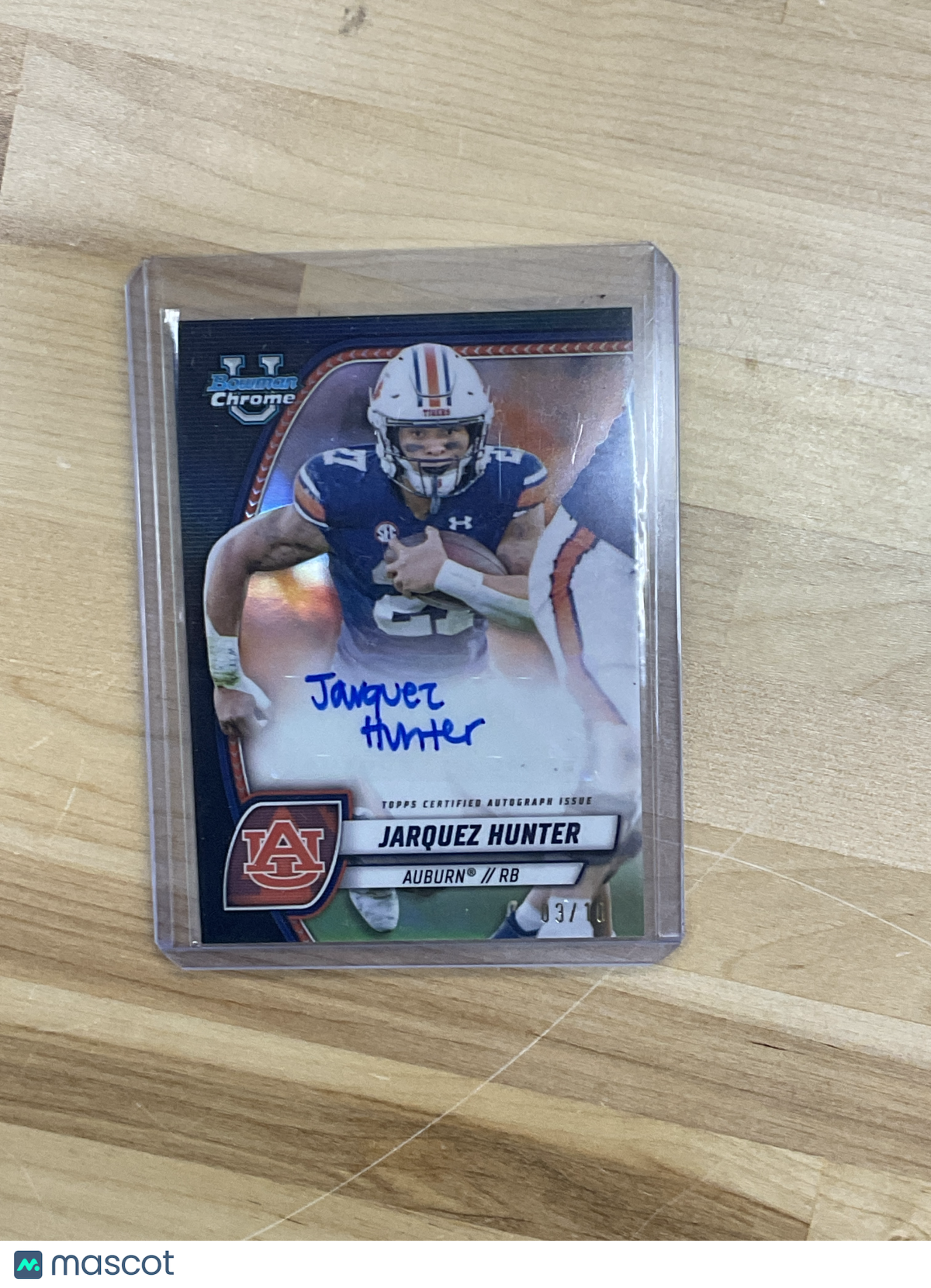2024 Bowman U Jarquez Hunter Black Auto /10 Auburn