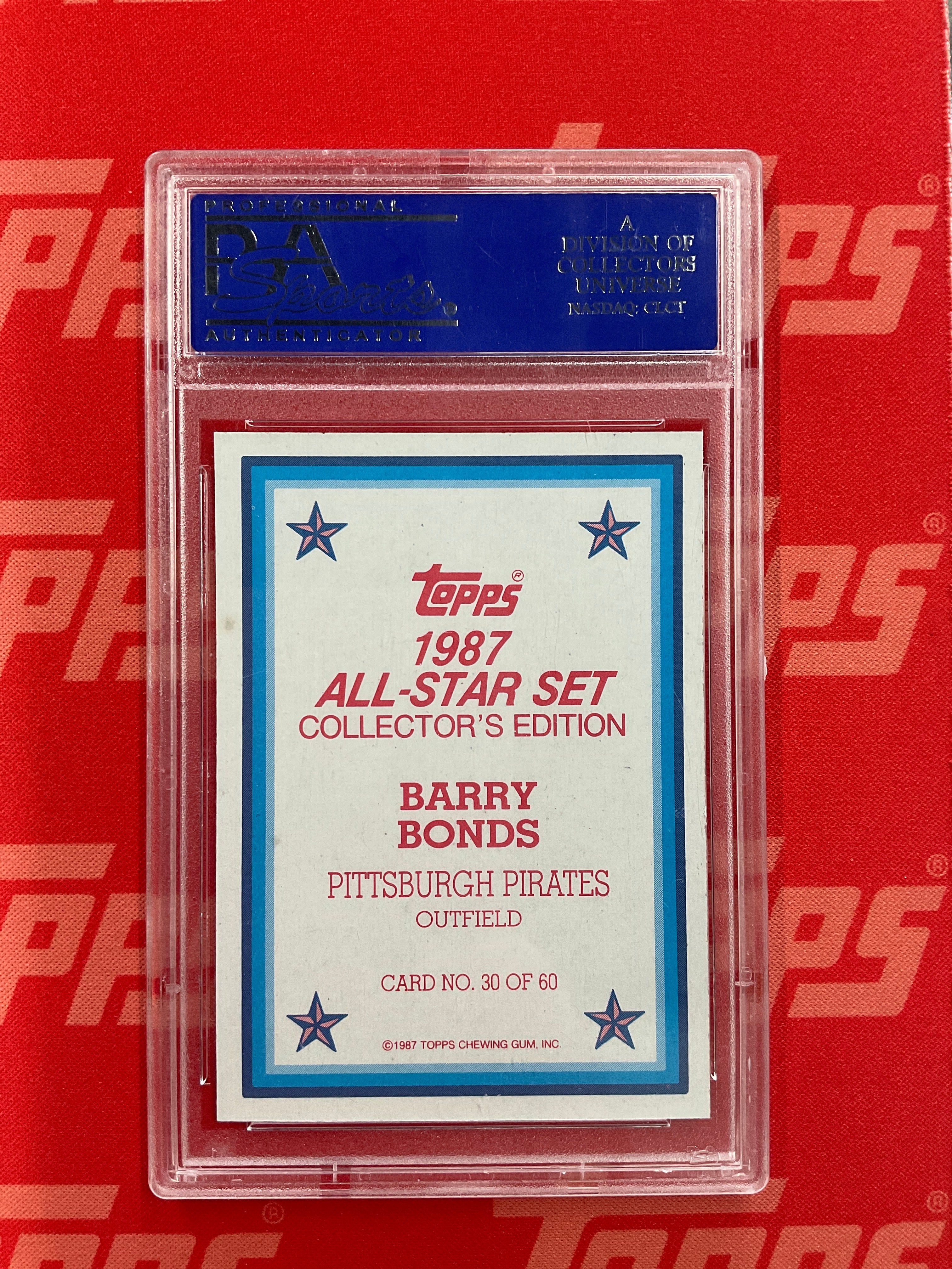 1987 Topps All-Star Barry Bonds Glossey PSA 10 Pirates