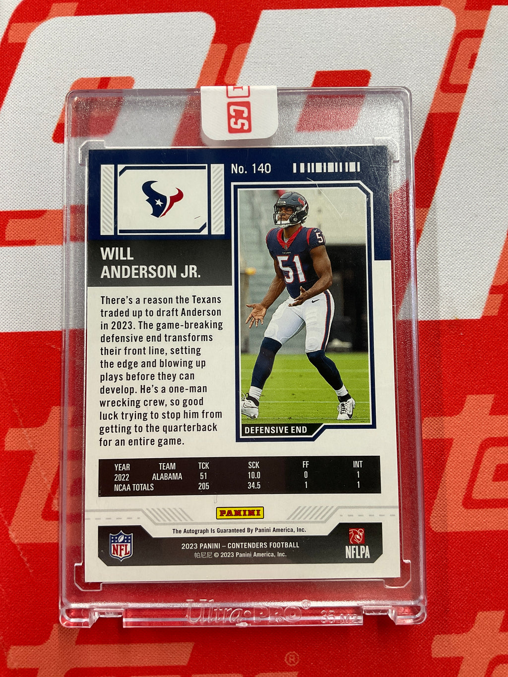 2023 Contenders Will Anderson Jr. Rookie Ticket Auto /23 Cracked Ice Texans