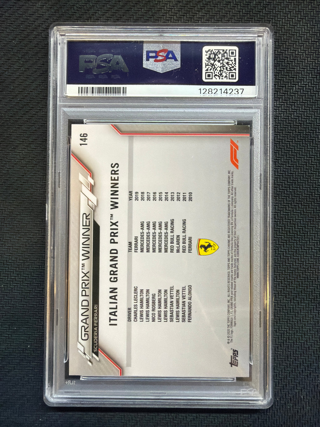 2020 Topps Chrome F1 Sapphire Charles Leclerc #146 PSA 10 Ferrari