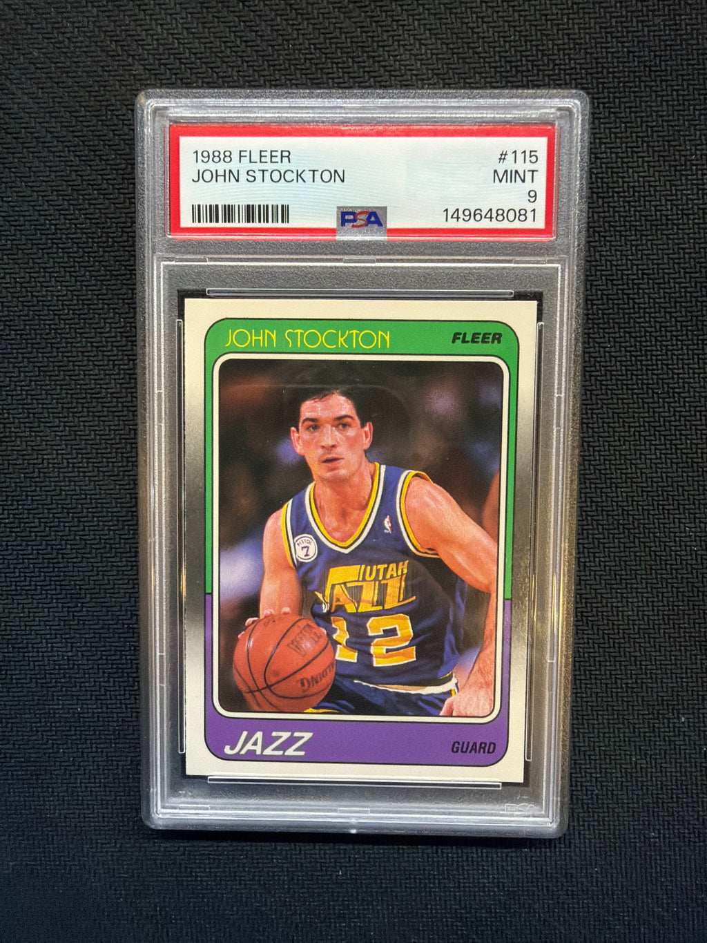 1988 Fleer John Stockton #115 Rookie PSA 9