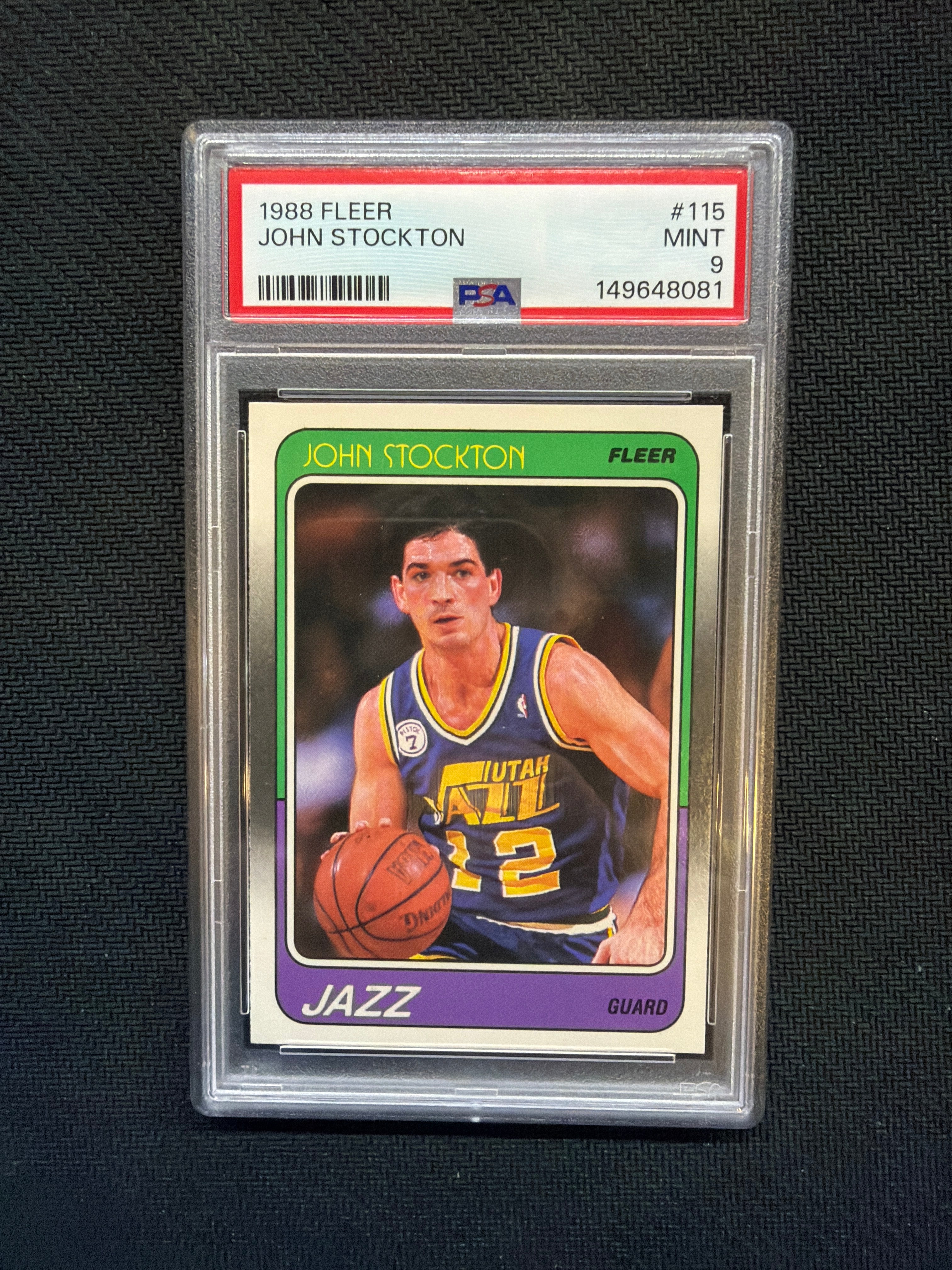 1988 Fleer John Stockton #115 Rookie PSA 9