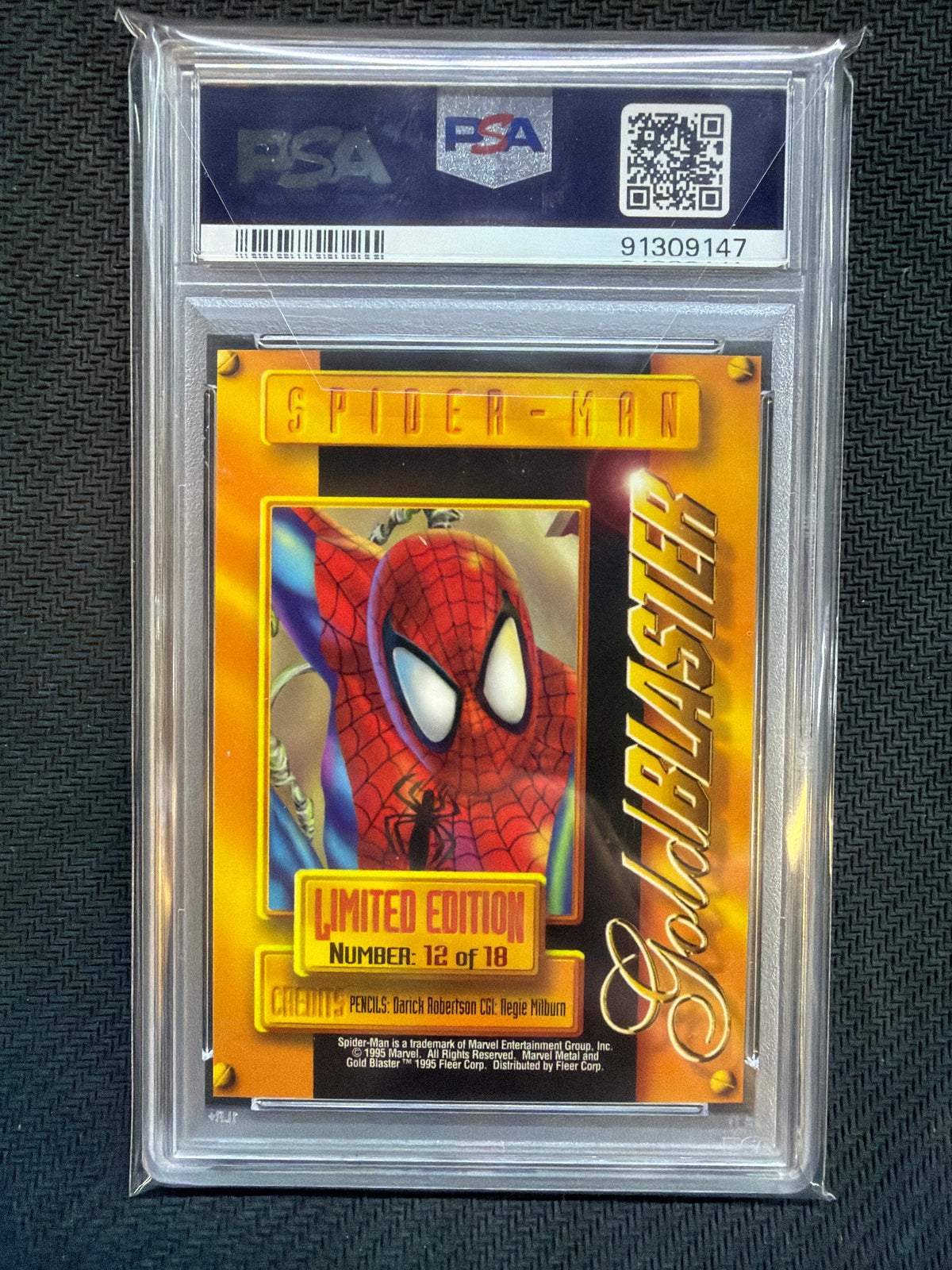 1995 Marvel Metal Spider-Man Gold Blaster #12 PSA 9