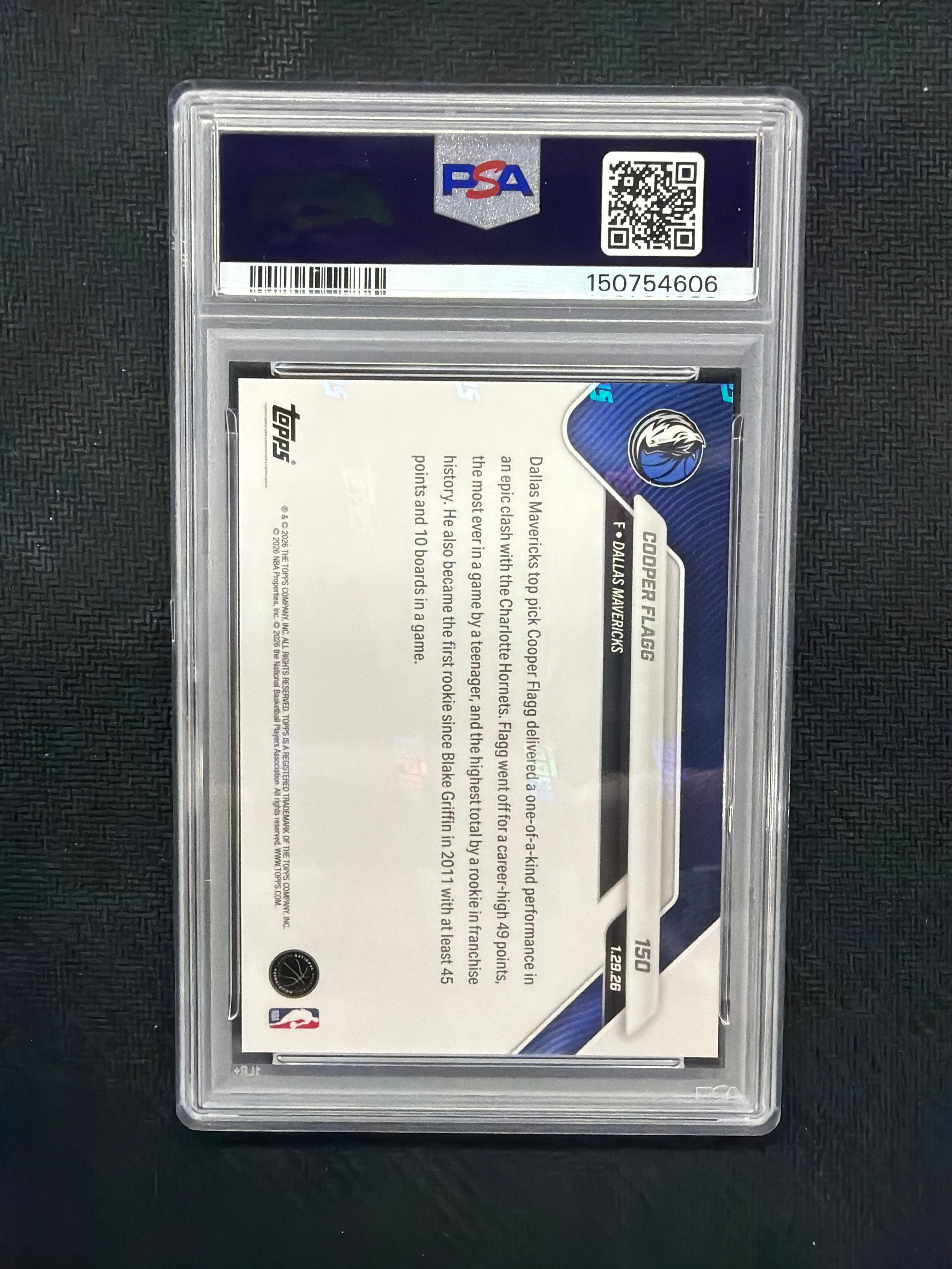 2025 Topps Now Cooper Flagg Rookie PSA 10 Mavericks