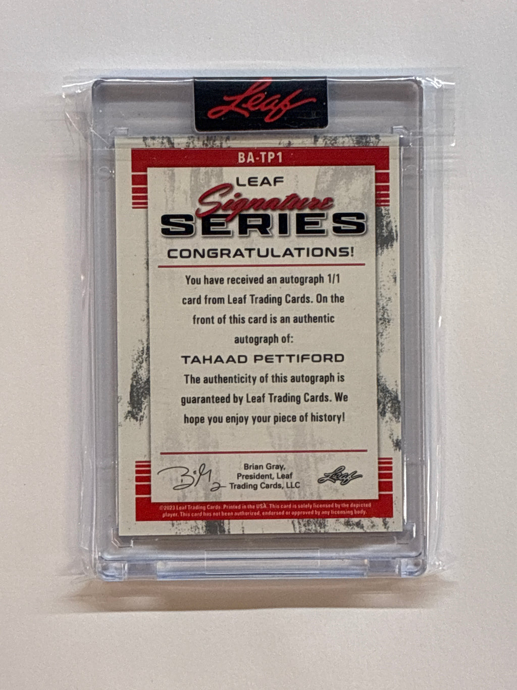 2023 Leaf Signature Series Tahaad Pettiford 1/1 Auto Auburn