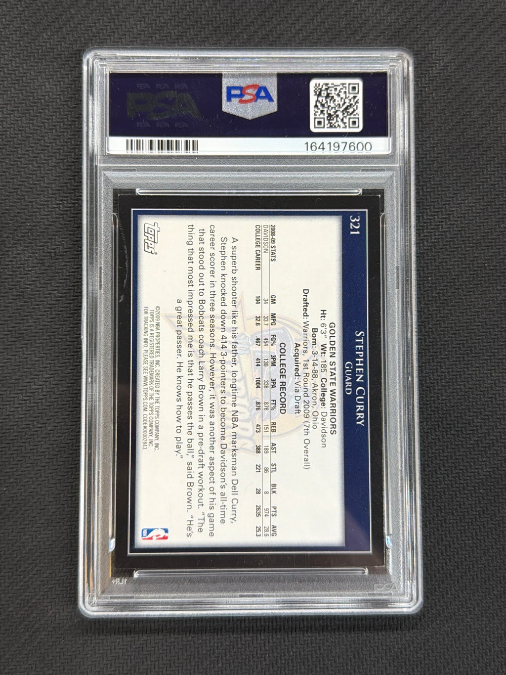 2009 Topps Stephen Curry Rookie #321 PSA 6 600