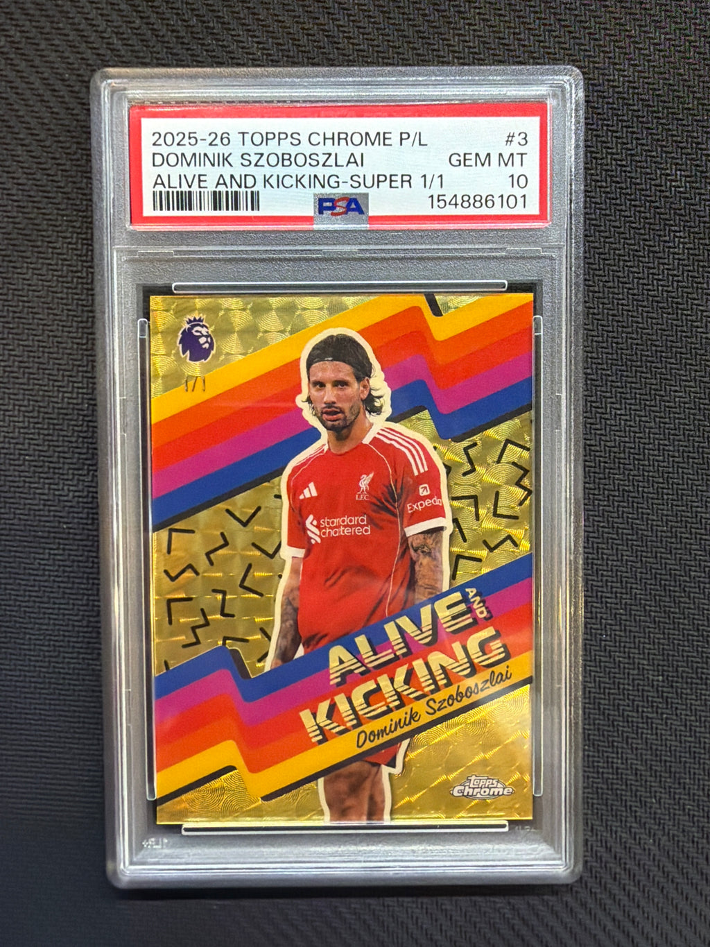2025-26 Topps Chrome Premier League Dominik Szoboszlai Alive And Kicking Super 1/1 PSA 10