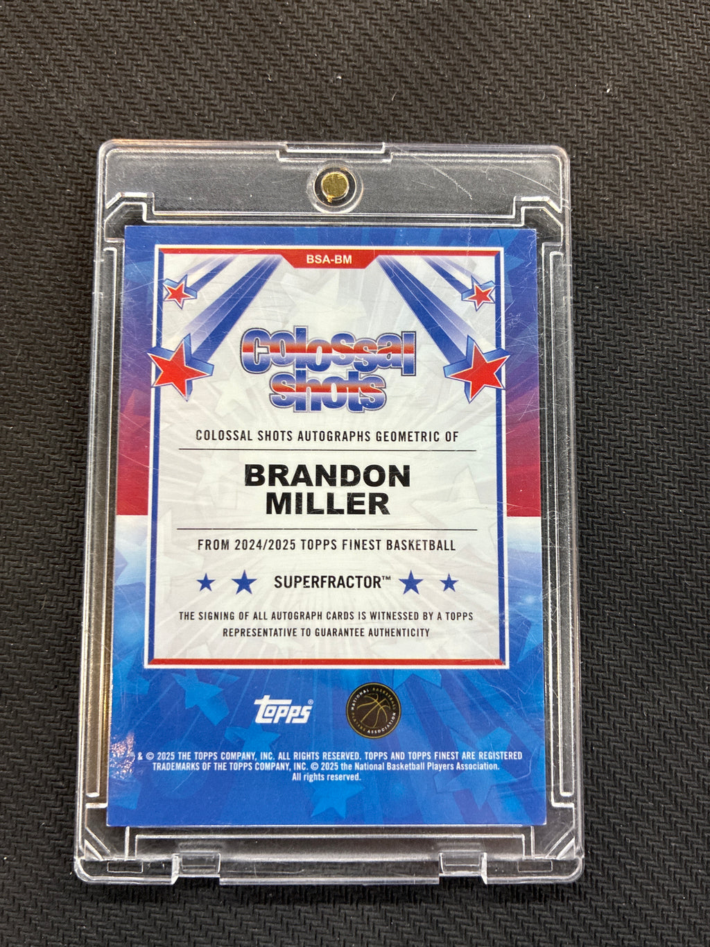 2024/25 Topps Finest Brandon Miller Colossal Shots Superfractor Auto 1/1 Hornets