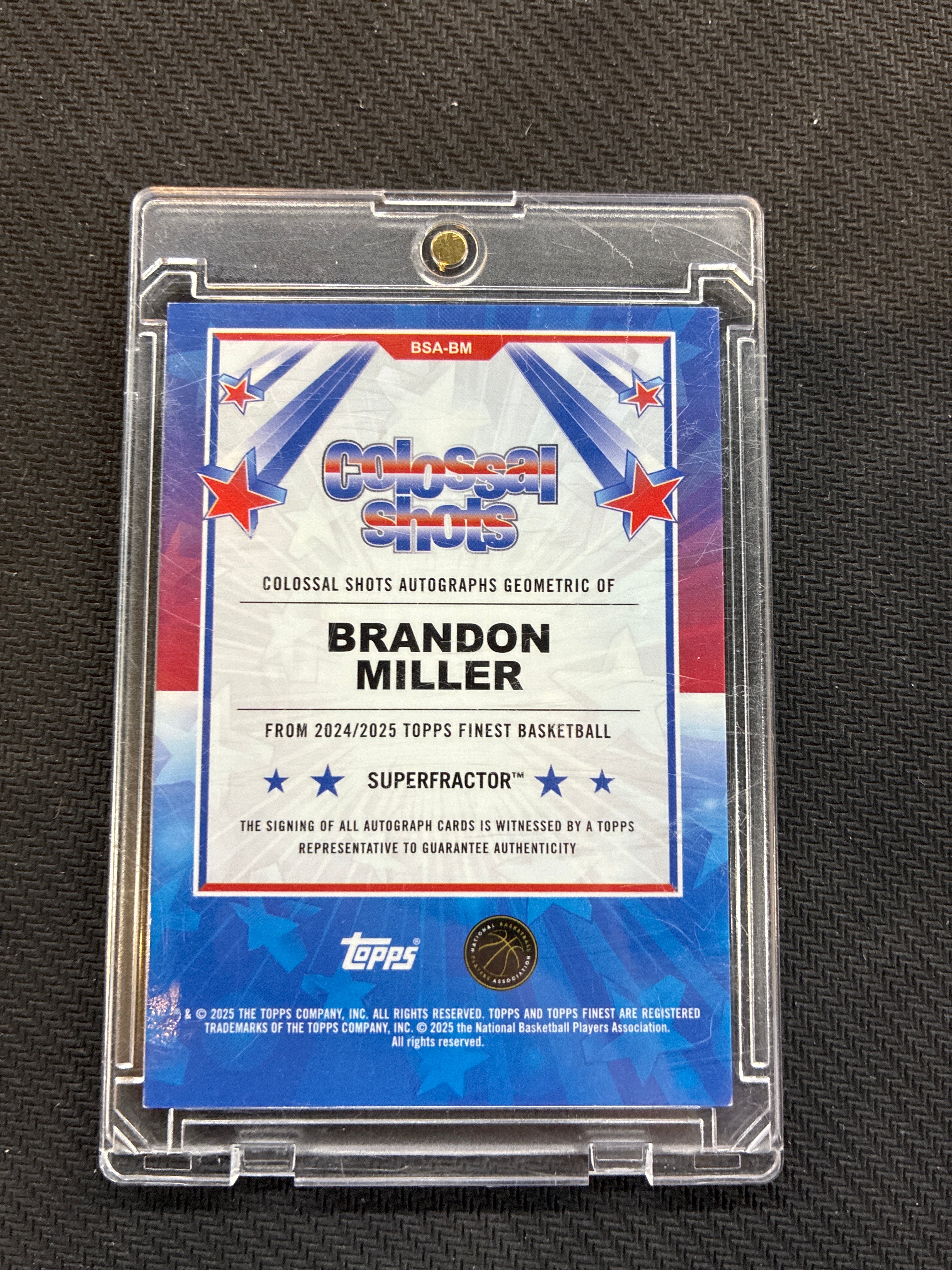 2024/25 Topps Finest Brandon Miller Colossal Shots Superfractor Auto 1/1 Hornets