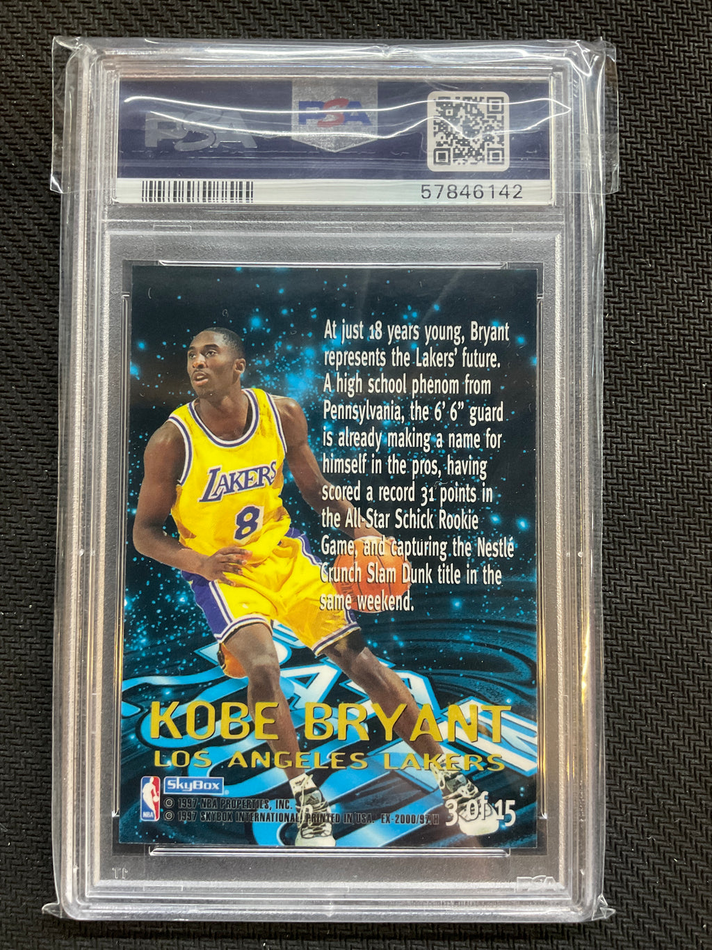 1996 Skybox E-X2000 Kobe Bryant Star Date 2000 Rookie PSA 8 Lakers