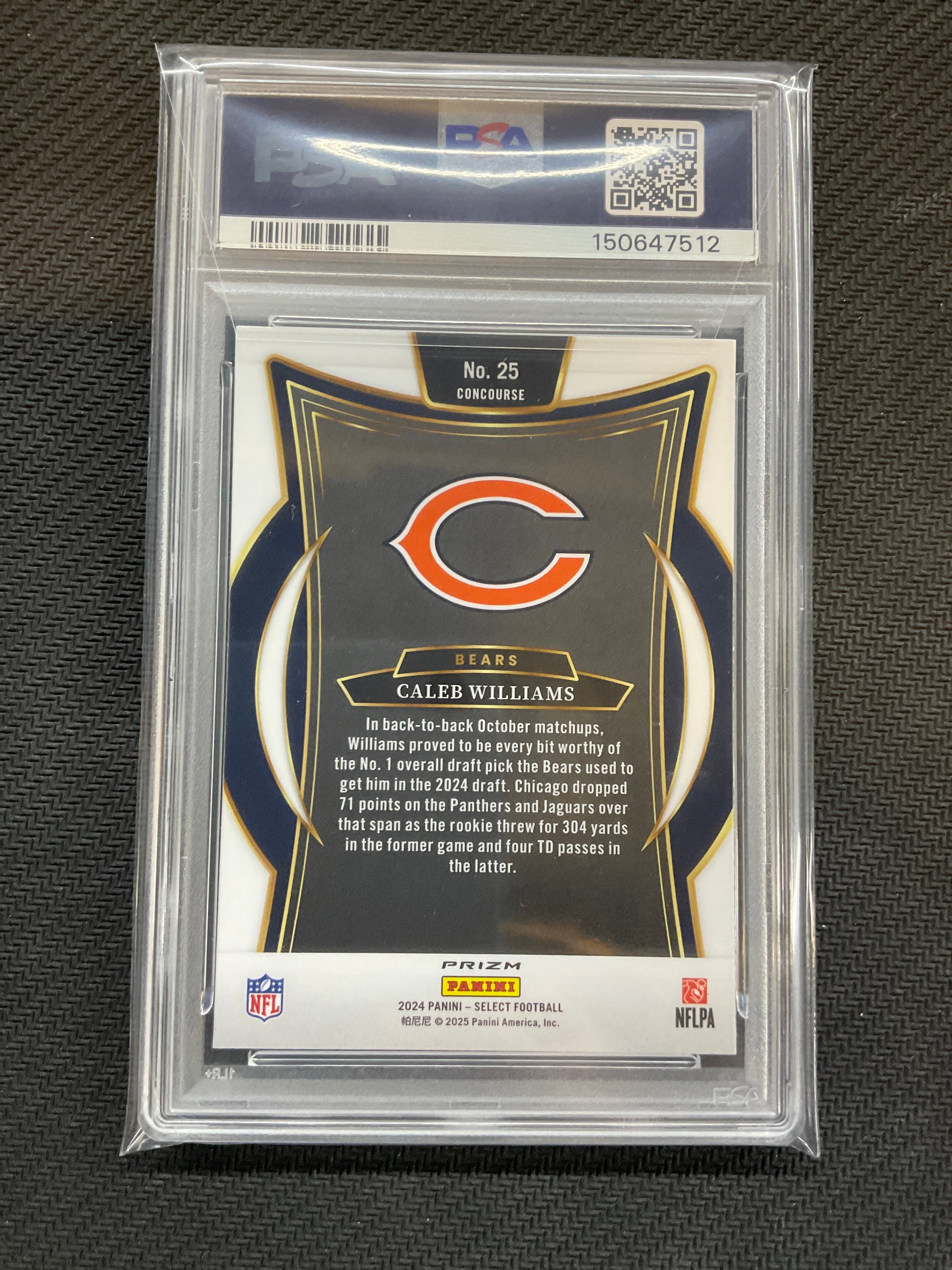 2024 Select Caleb Williams Red & Yellow Shock PSA 8 Bears