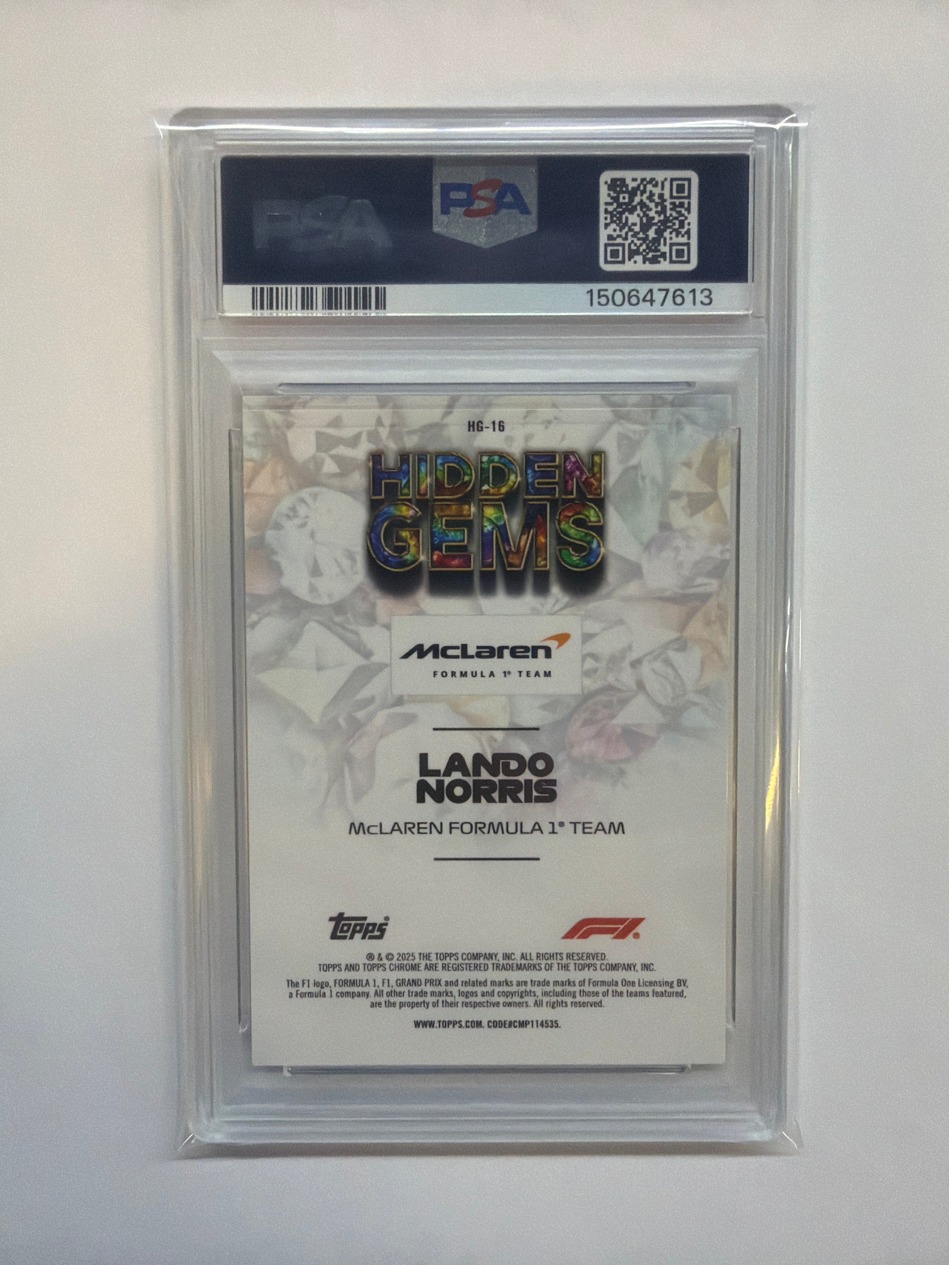 2025 Topps Chrome Lando Norris Hidden Gems PSA 9 Mclaren