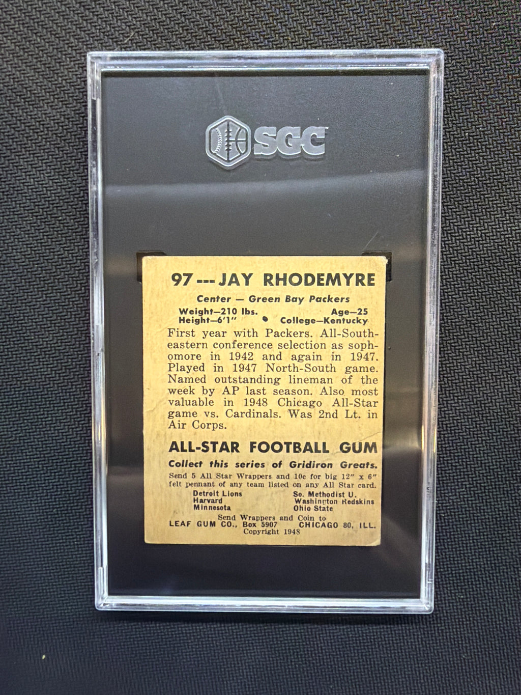 1948 Leaf Gum Co. #97 Jay Rhodemyre SGC 1