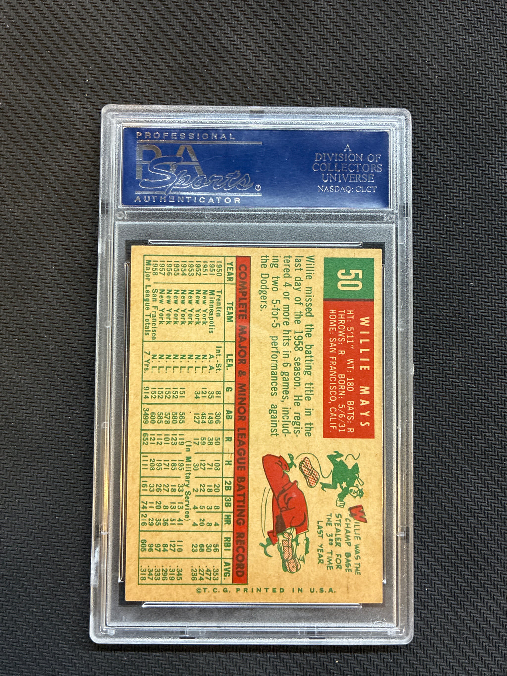1959 Topps Willie Mays PSA 5 Giants