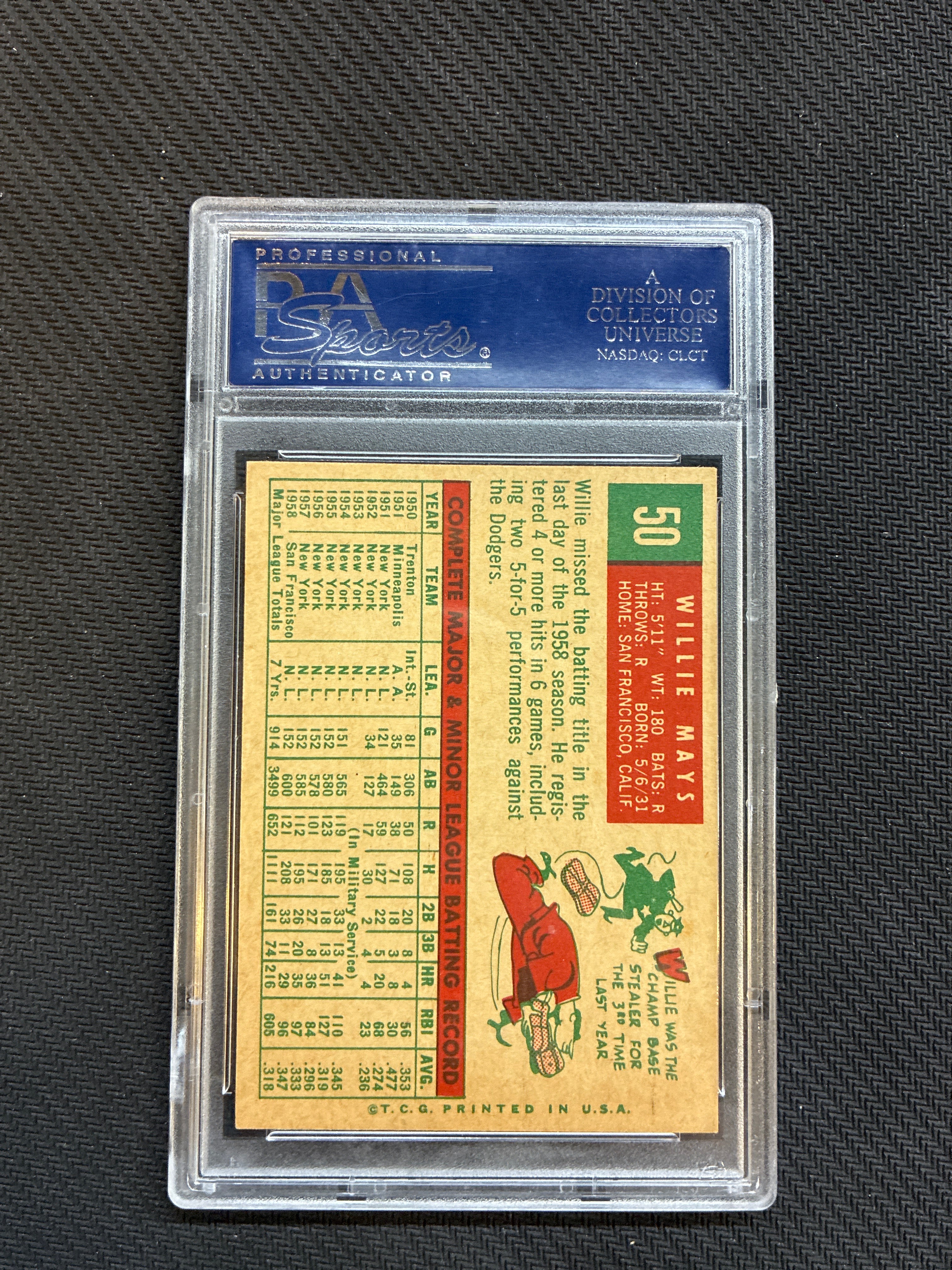 1959 Topps Willie Mays PSA 5 Giants