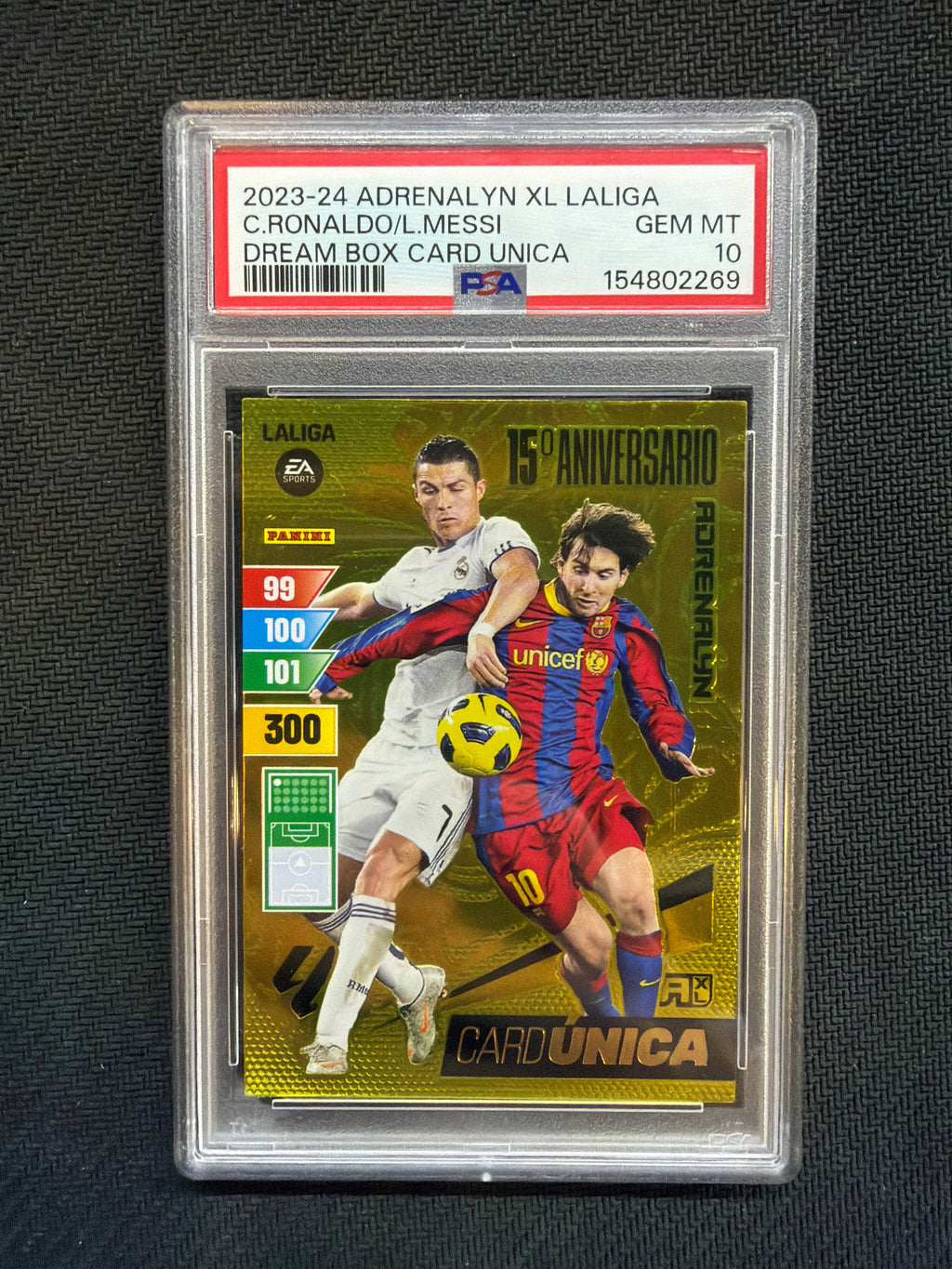 2023-24 Panini Adrenalyn XL Laliga Cristiano Ronaldo Lionel Messi Dream Box Card Unica PSA 10 269