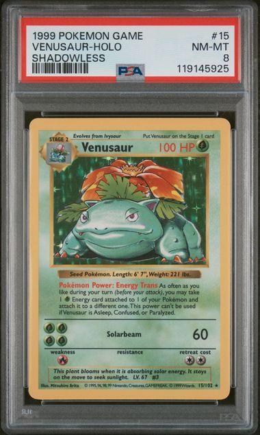 1999 Pokemon Shadowless Venusaur Holo 15 PSA 8
