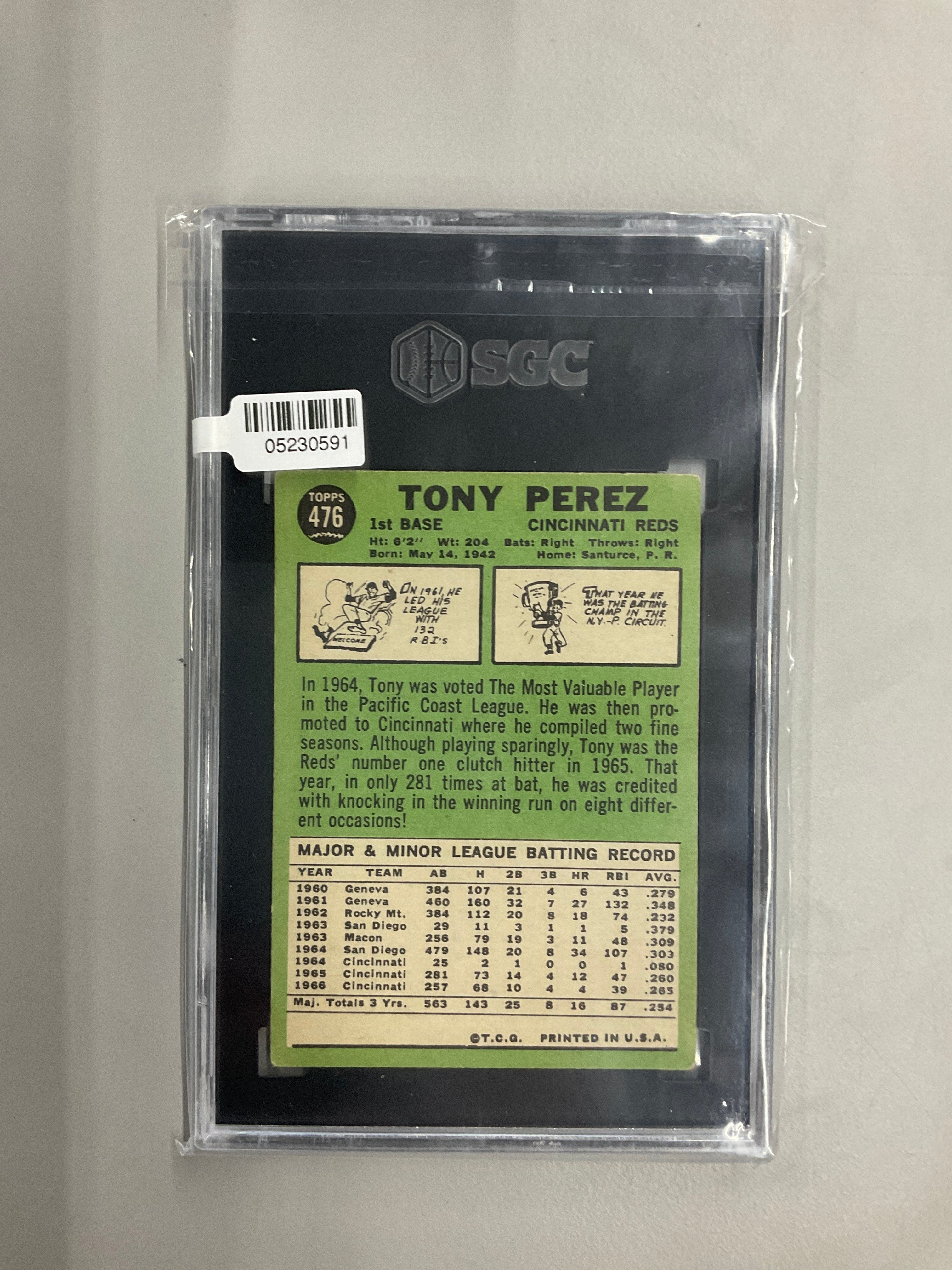 1967 Topps #467 Tony Perez SGC 4  Reds