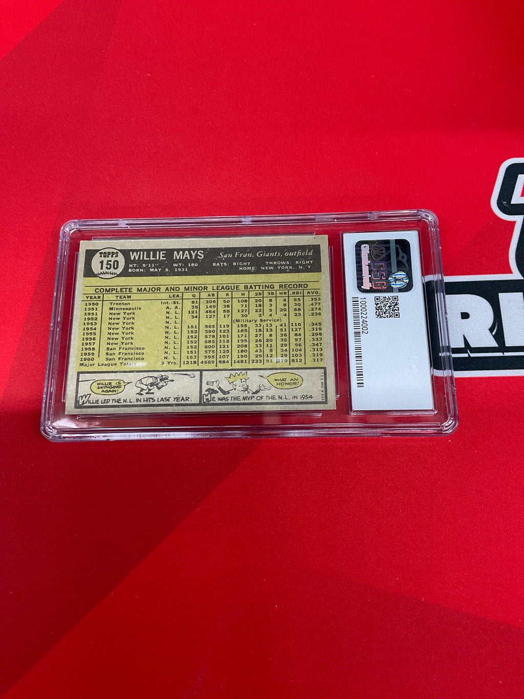 1961 Topps #150 Willie Mays CSG 5