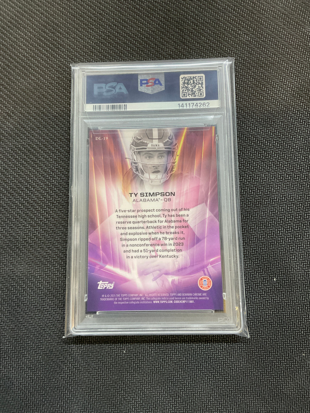 2025 Bowman U Chrome Ty Simpson Dean's List PSA 10 Case Hit Alabama 262