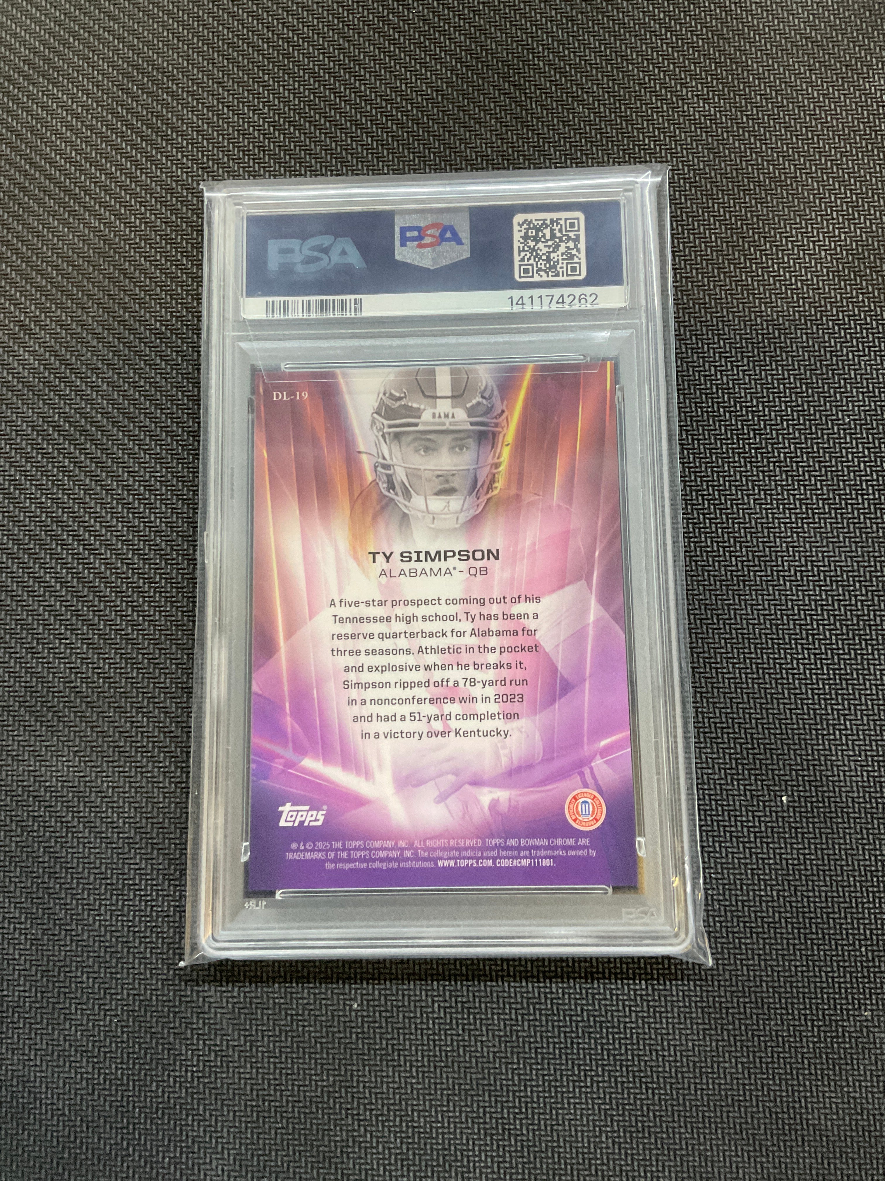 2025 Bowman U Chrome Ty Simpson Dean's List PSA 10 Case Hit Alabama 262