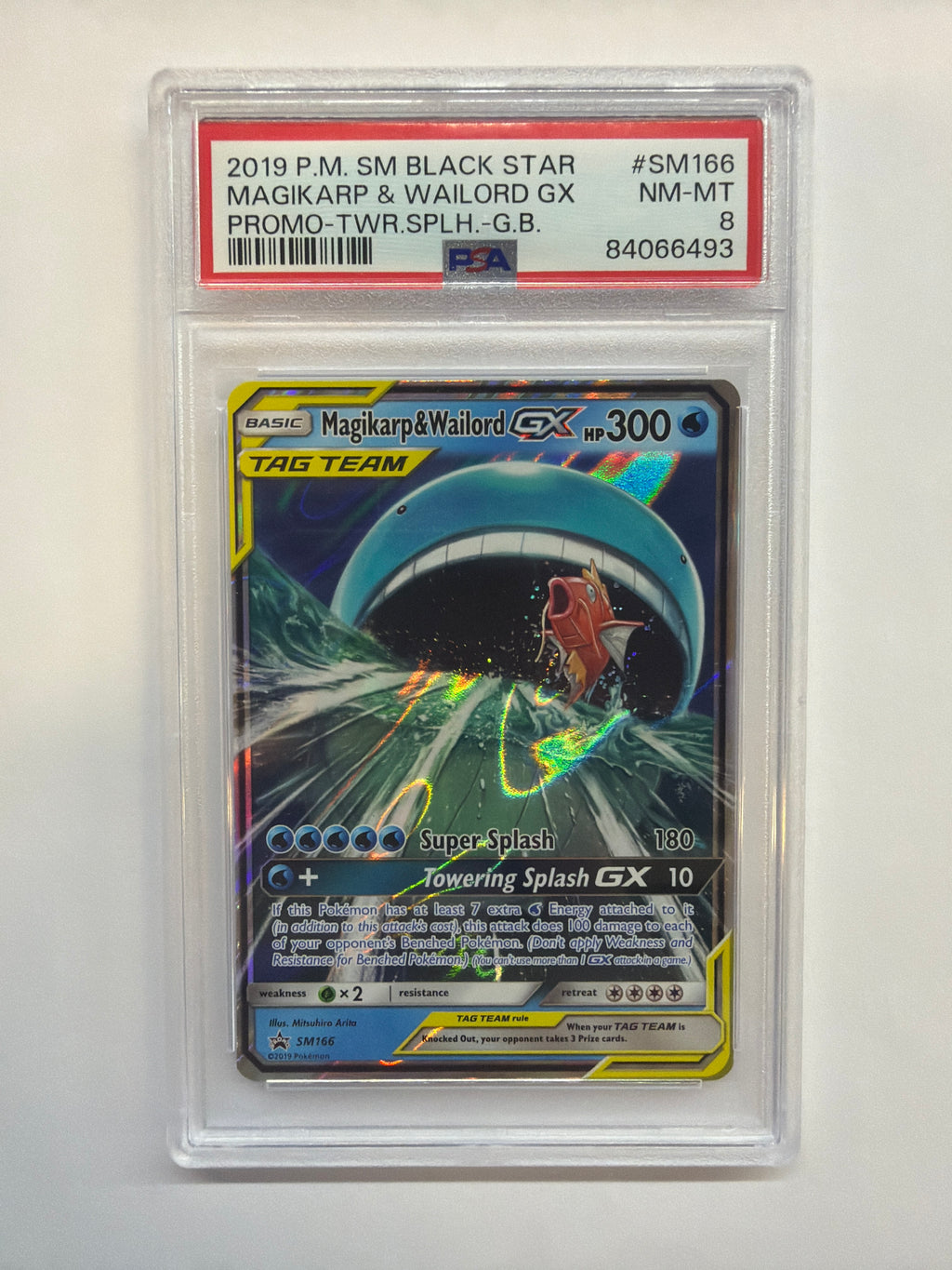 2019 Pokemon Towering Splash Promo Magikarp & Wailord GX SM166 PSA 8