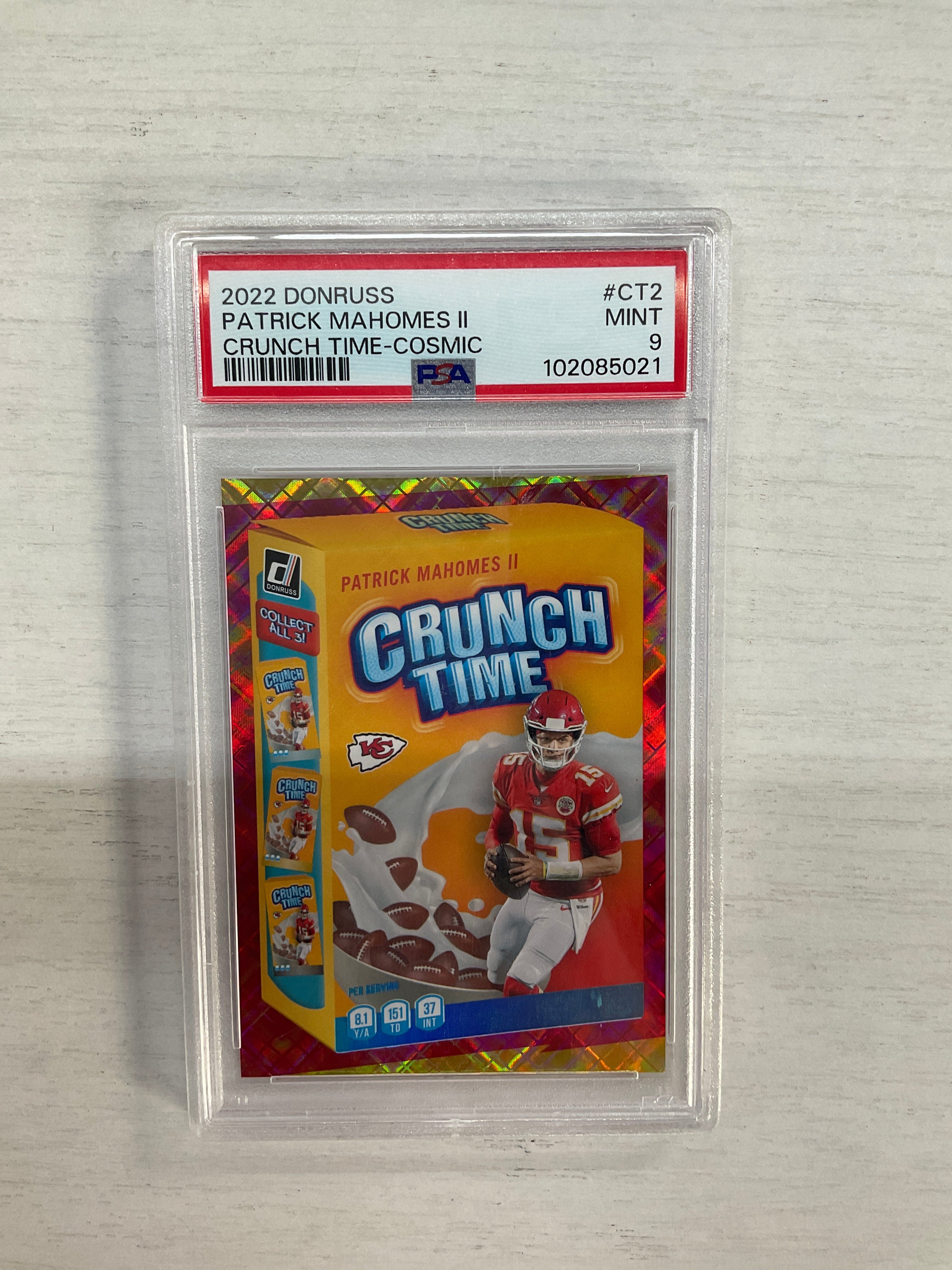 2022 Donruss Patrick Mahomes II Crunch Time PSA 9 /100