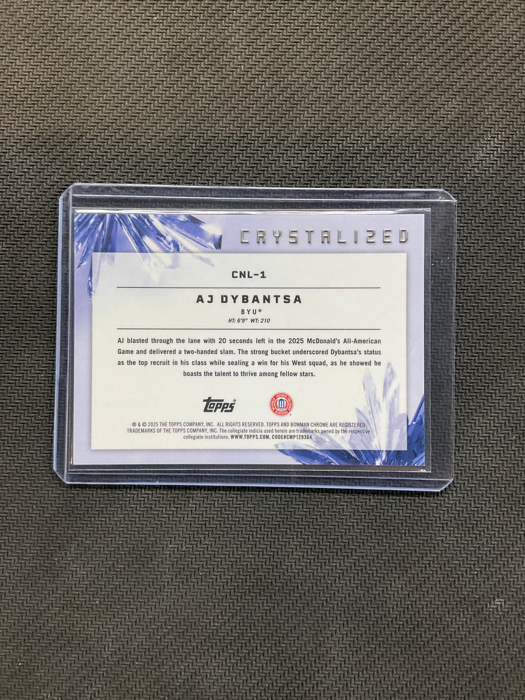 2025/26 Bowman AJ Dybantsa Crystalized Red /5 BYU
